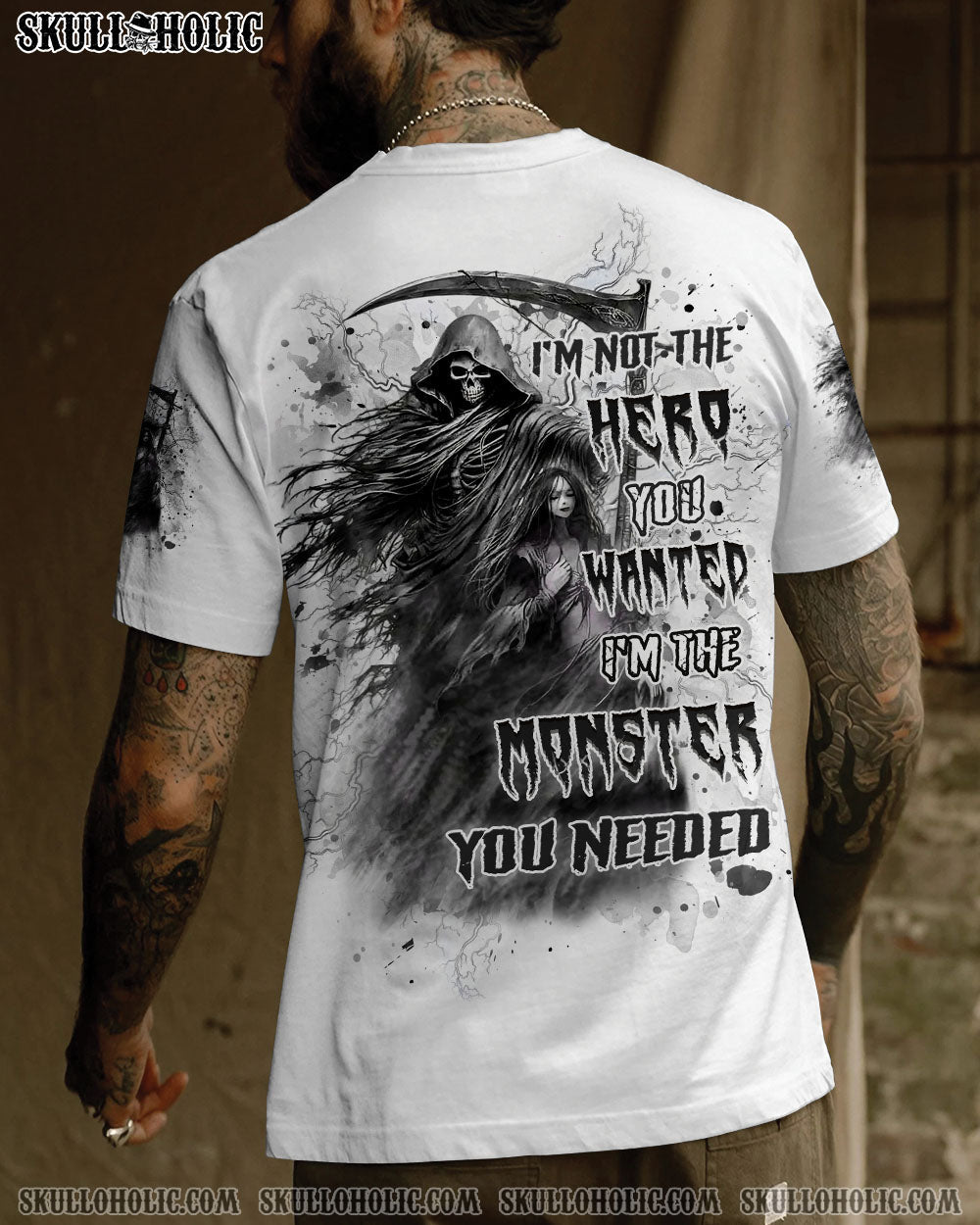 BLISSCORNERS I'M NOT THE HERO YOU WANTED REAPER ALL OVER PRINT