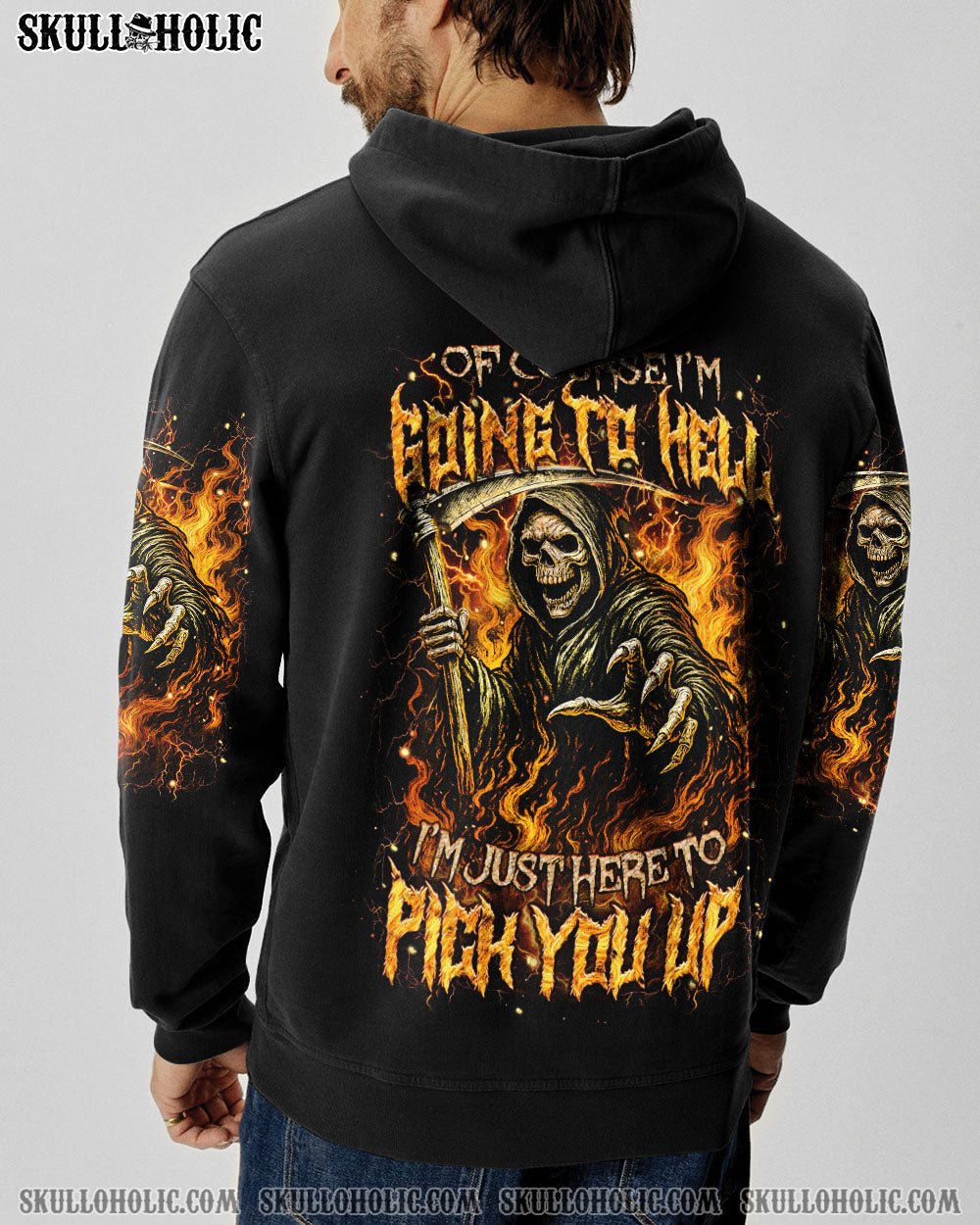 BLISSCORNERS OF COURSE I'M GOING TO HELL SKULL REAPER ALL OVER PRINT