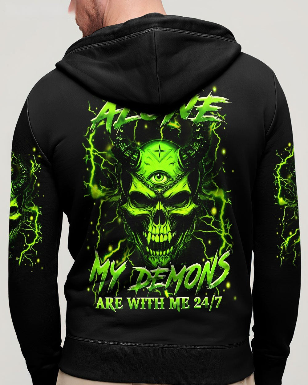 BLISSCORNERS I'M NEVER ALONE SKULL DEMON ALL OVER PRINT