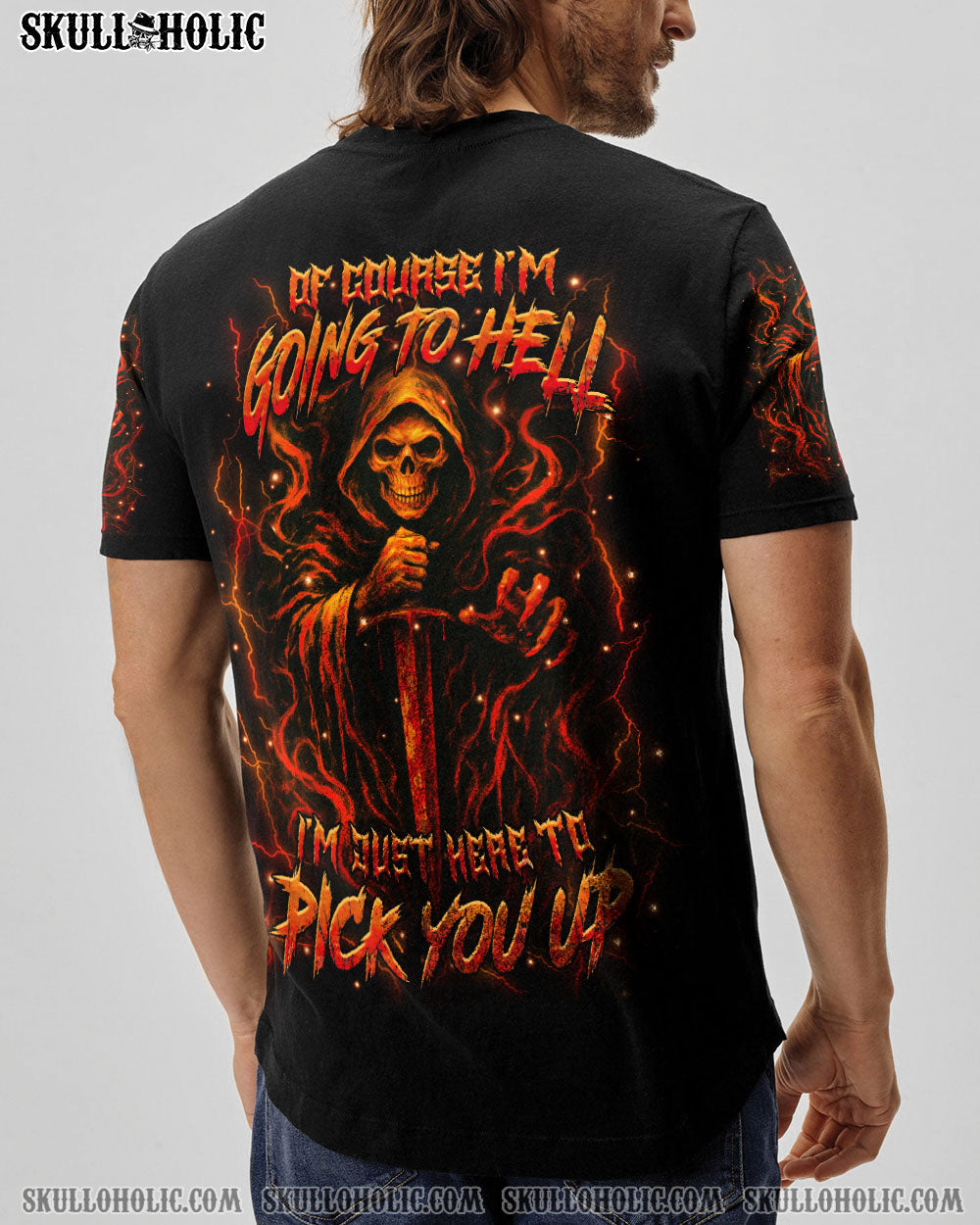 BLISSCORNERS OF COURSE I'M GOING TO HELL SKULL REAPER ALL OVER PRINT