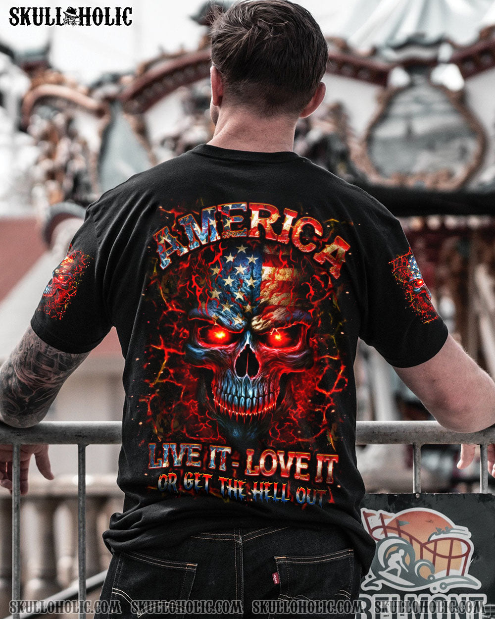 BLISSCORNERS AMERICA LIVE IT LOVE IT OR GET THE HELL OUT ALL OVER PRINT