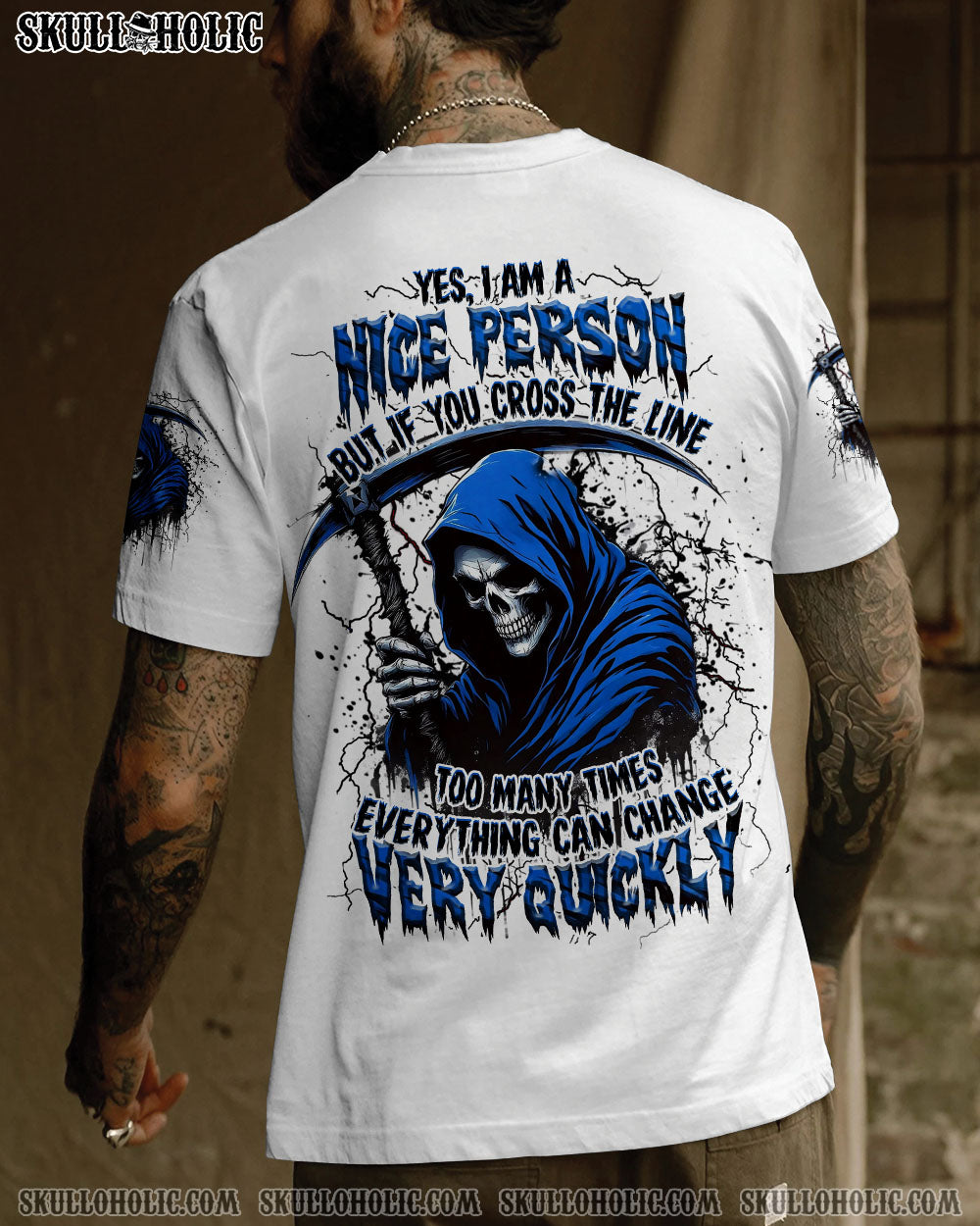 BLISSCORNERS YES I'M A NICE PERSON SKULL REAPER ALL OVER PRINT