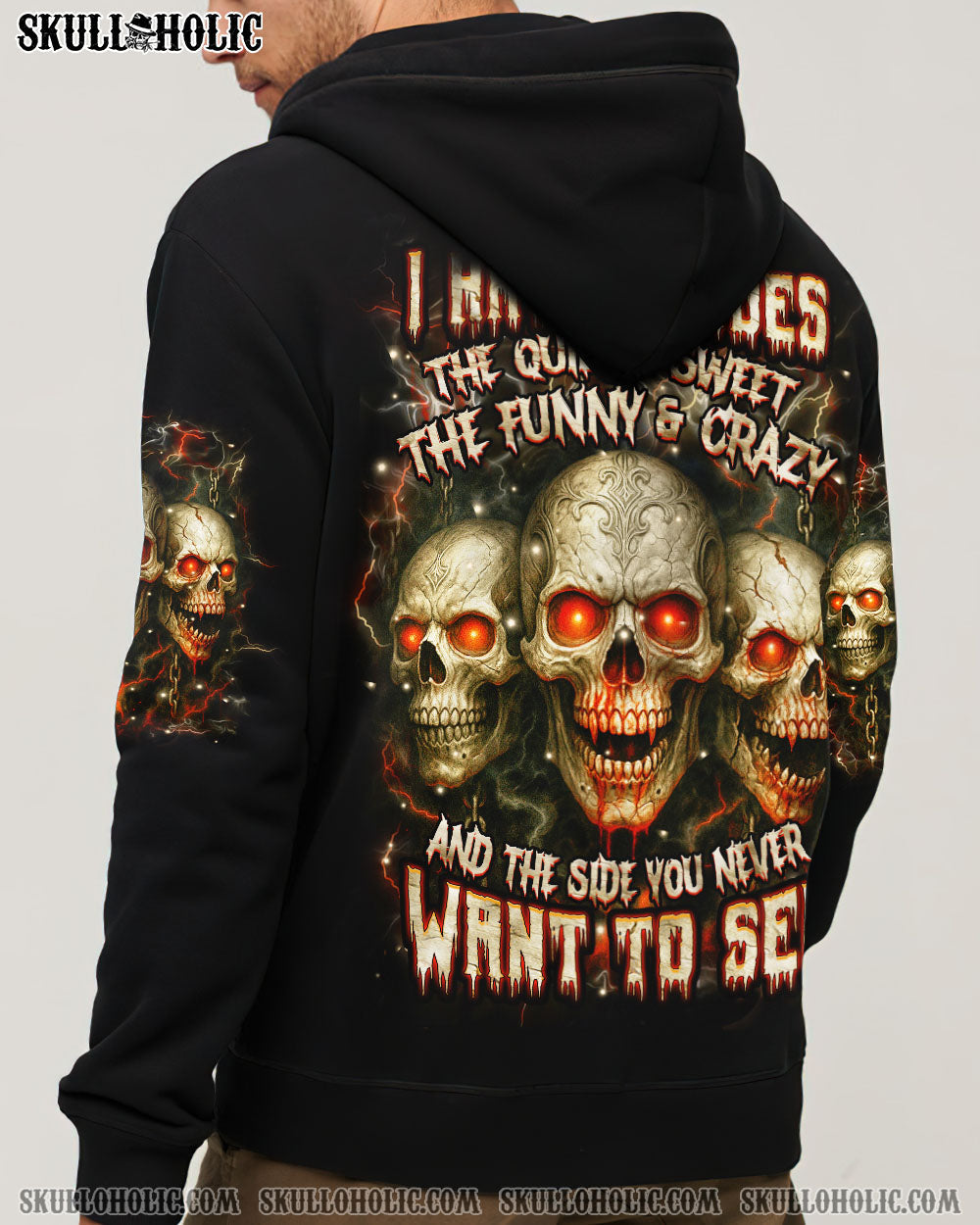 BLISSCORNERS I HAVE 3 SIDES 3 SKULLS ALL OVER PRINT