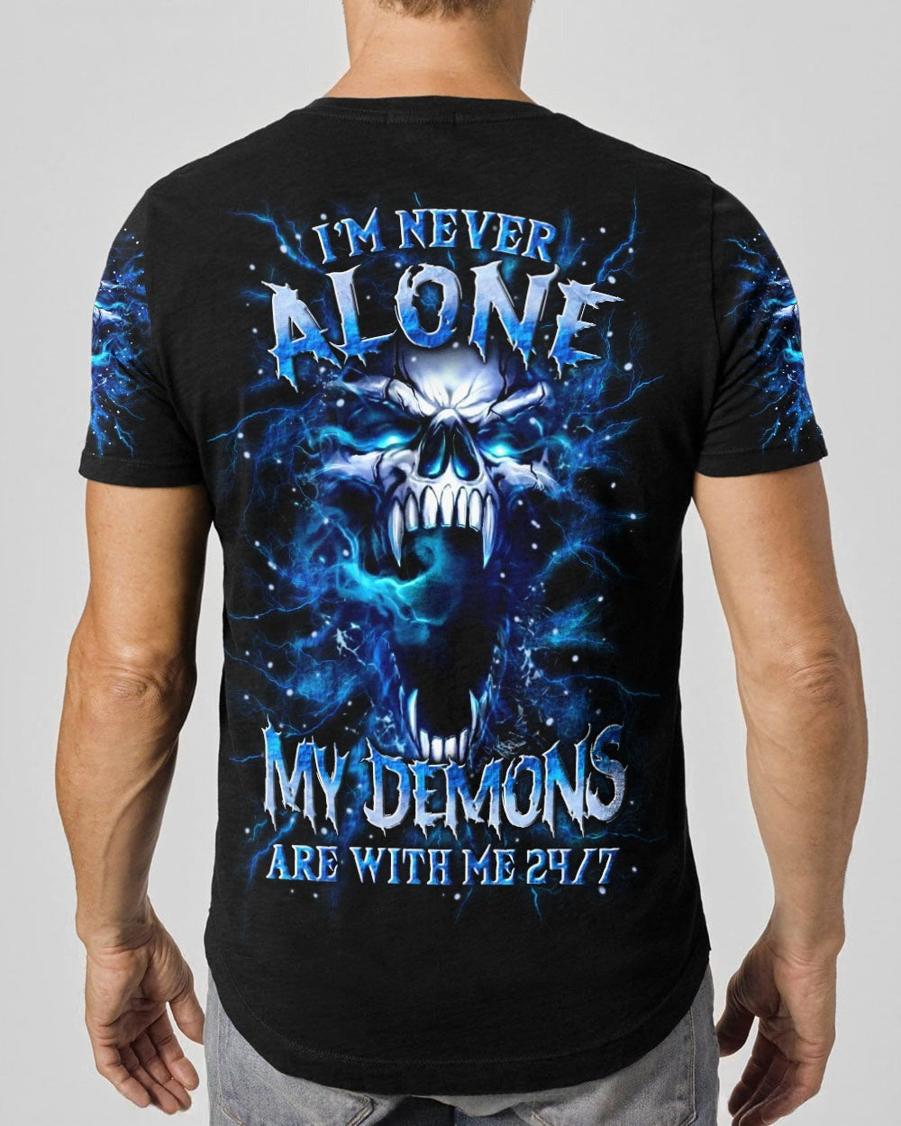 BLISSCORNERS I'M NEVER ALONE SKULL DEMON ALL OVER PRINT