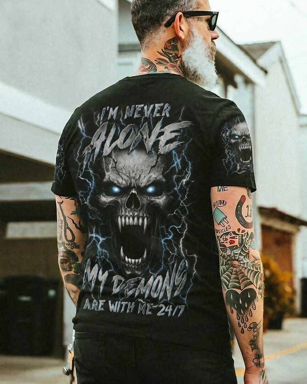 BLISSCORNERS I'M NEVER ALONE SKULL DEMON ALL OVER PRINT