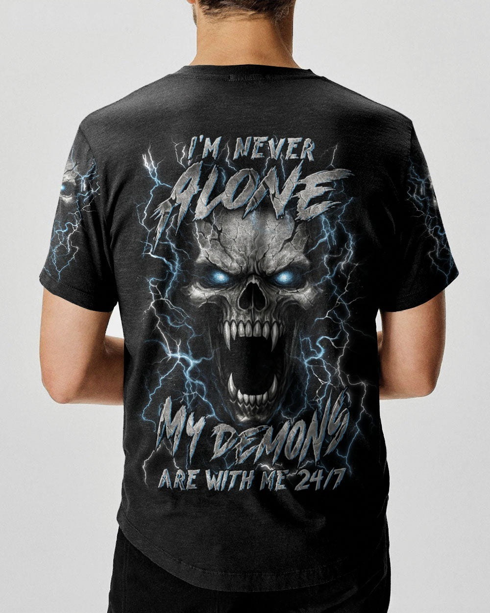BLISSCORNERS I'M NEVER ALONE SKULL DEMON ALL OVER PRINT