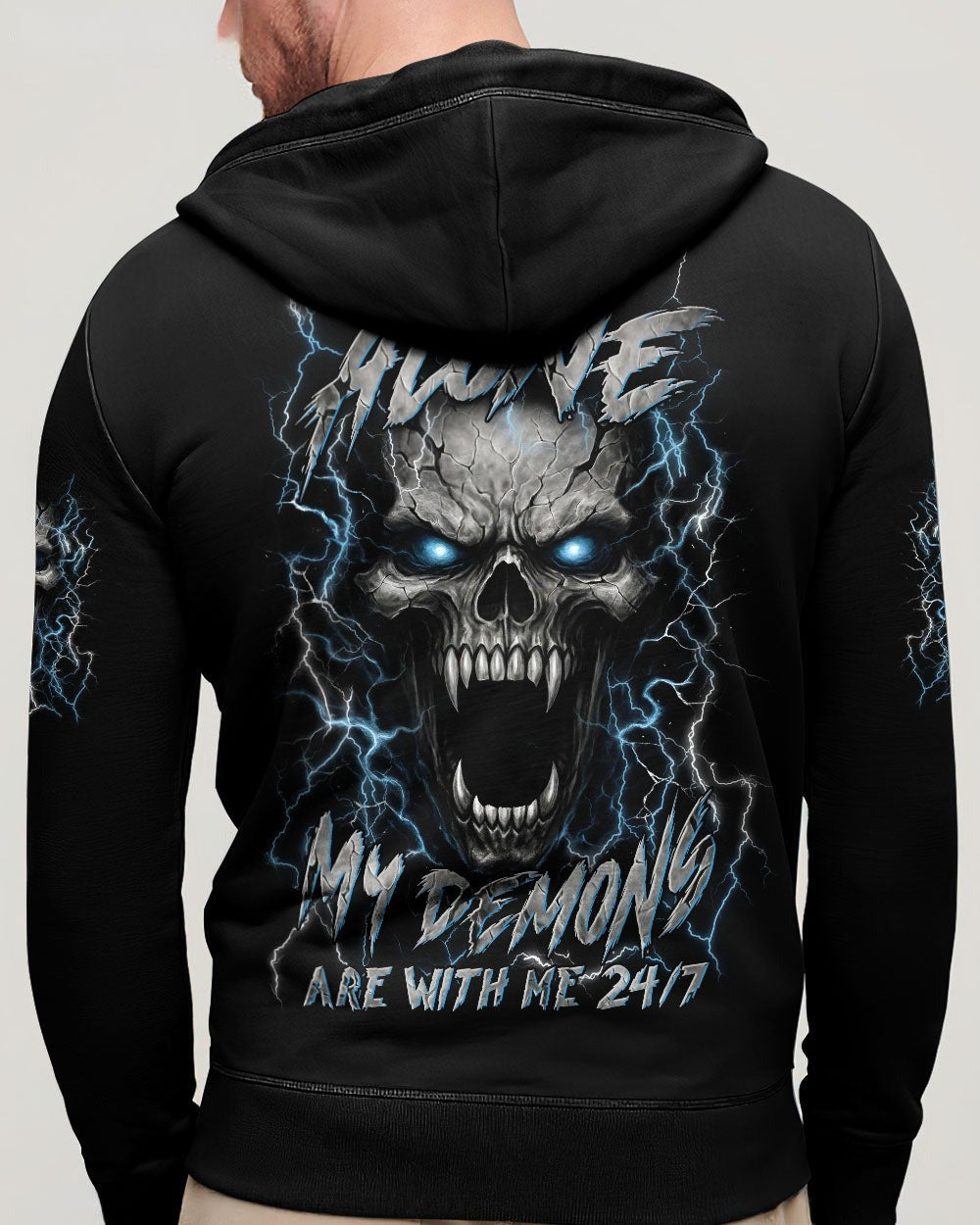 BLISSCORNERS I'M NEVER ALONE SKULL DEMON ALL OVER PRINT
