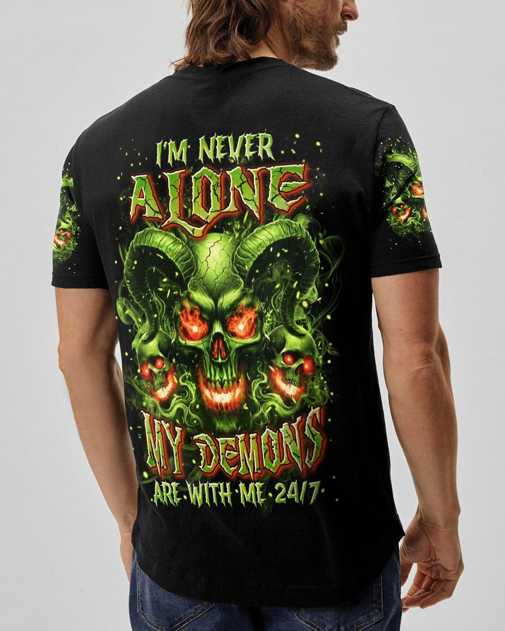 BLISSCORNERS I'M NEVER ALONE SKULL DEMON ALL OVER PRINT