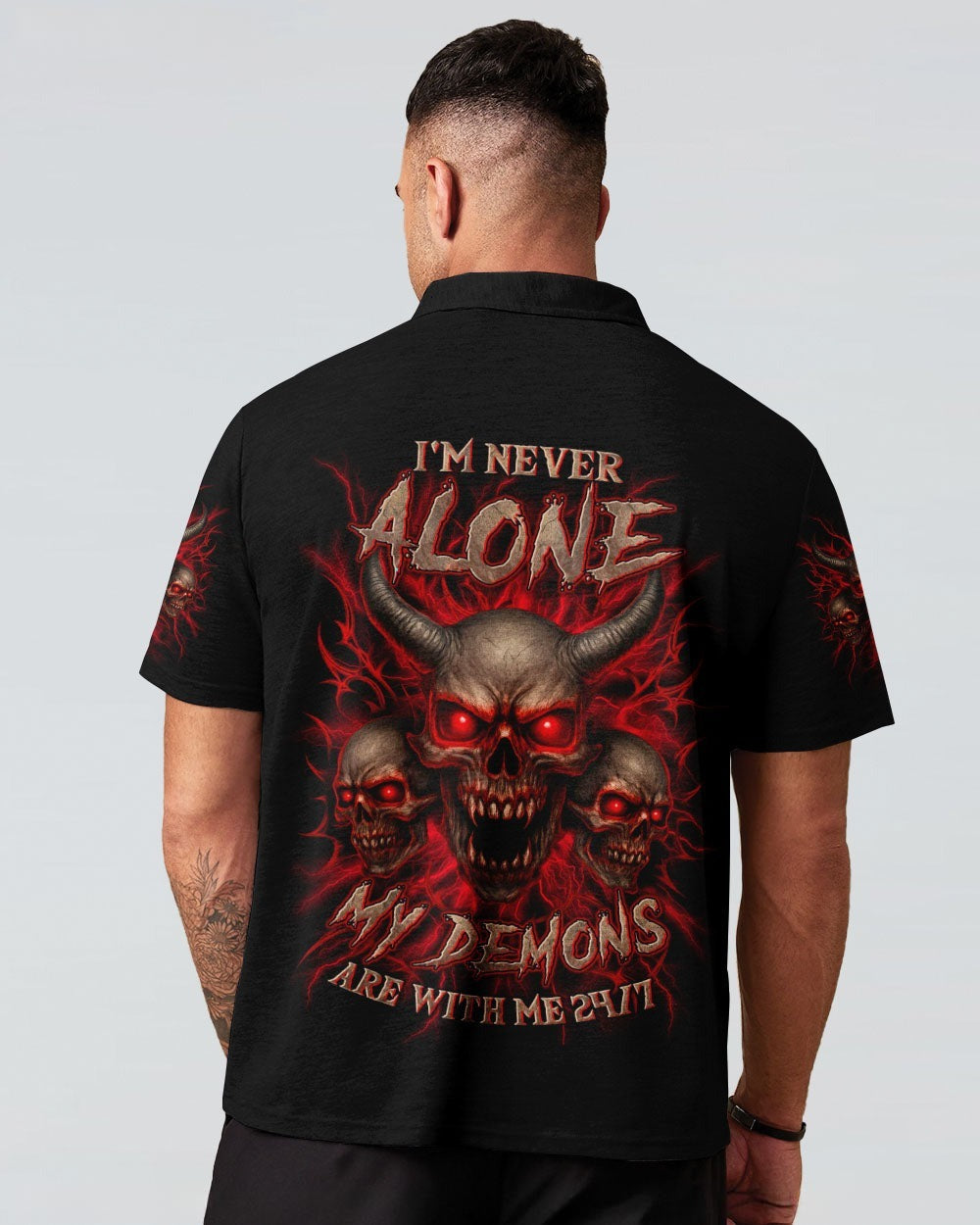 BLISSCORNERS I'M NEVER ALONE SKULL DEMON ALL OVER PRINT