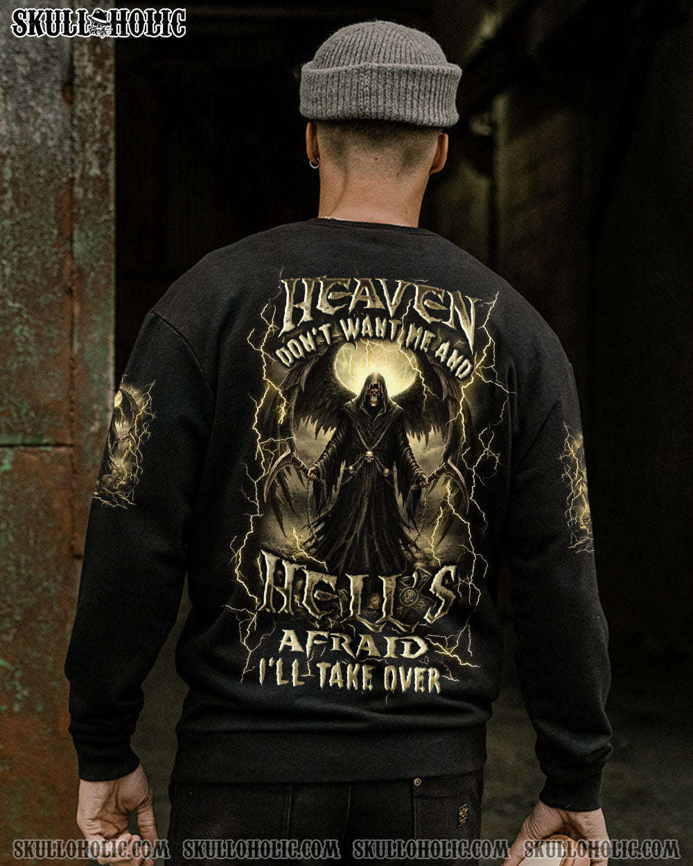 BLISSCORNERS HEAVEN DON'T WANT ME SKULL REAPER ALL OVER PRINT