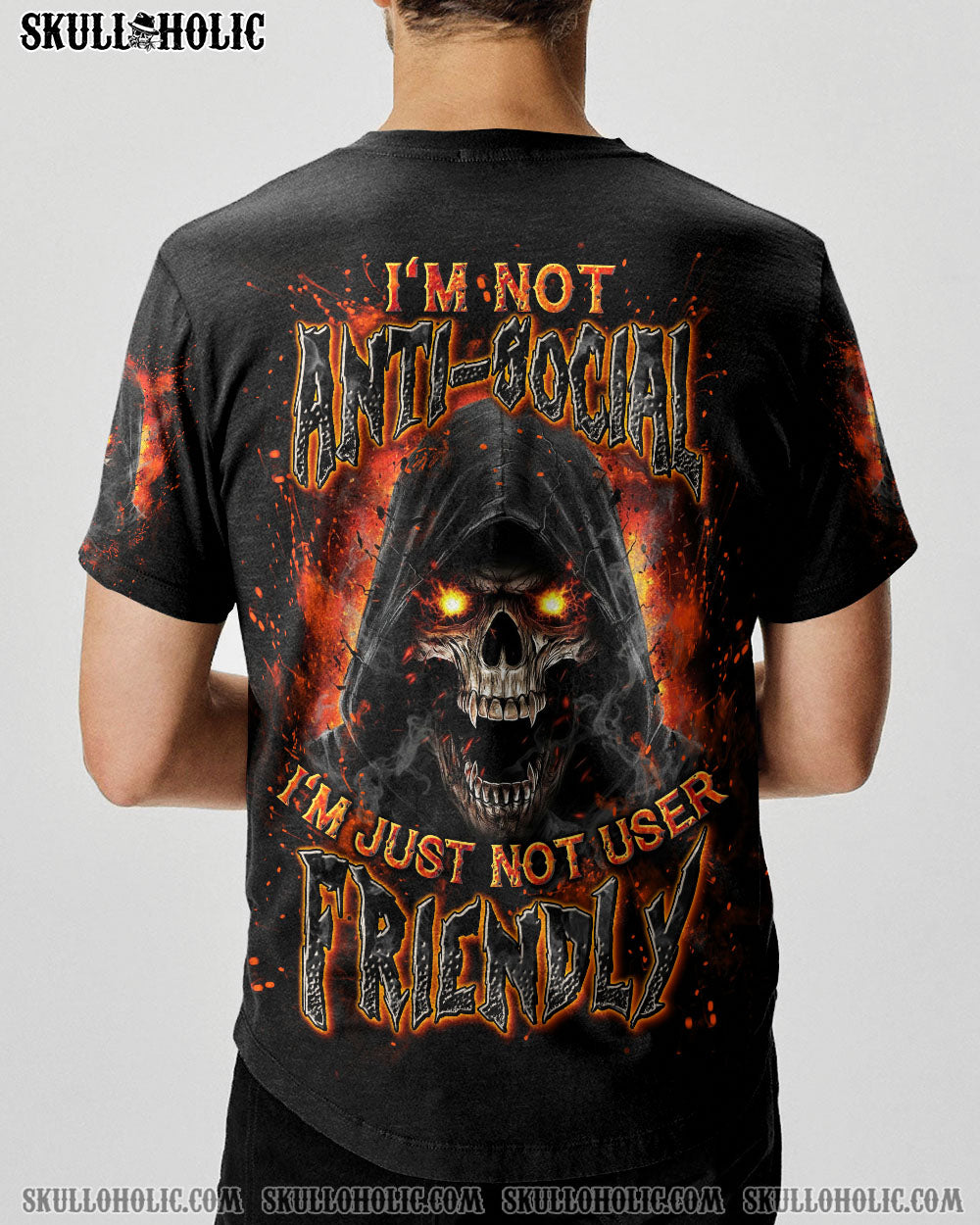 BLISSCORNERS I'M NOT ANTI-SOCIAL MAD REAPER SKULL ALL OVER PRINT