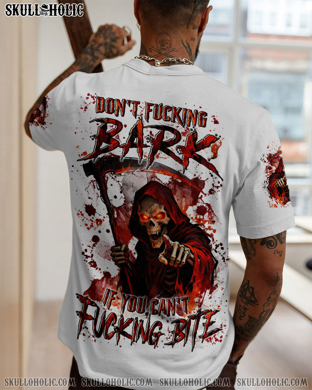 BLISSCORNERS DON’T F BARK SKULL REAPER ALL OVER PRINT
