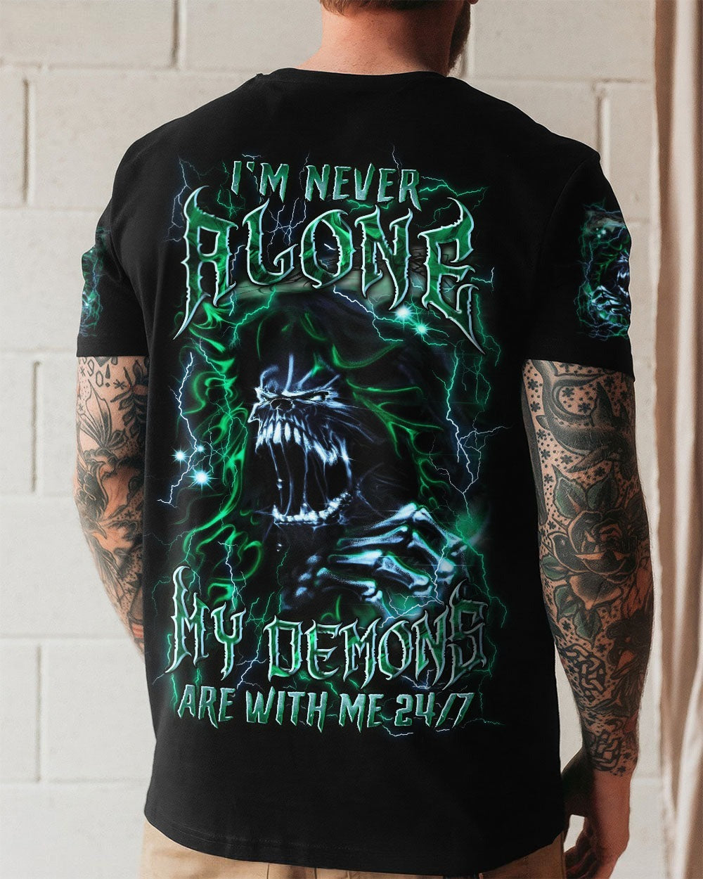BLISSCORNERS I'M NEVER ALONE SKULL DEMON ALL OVER PRINT