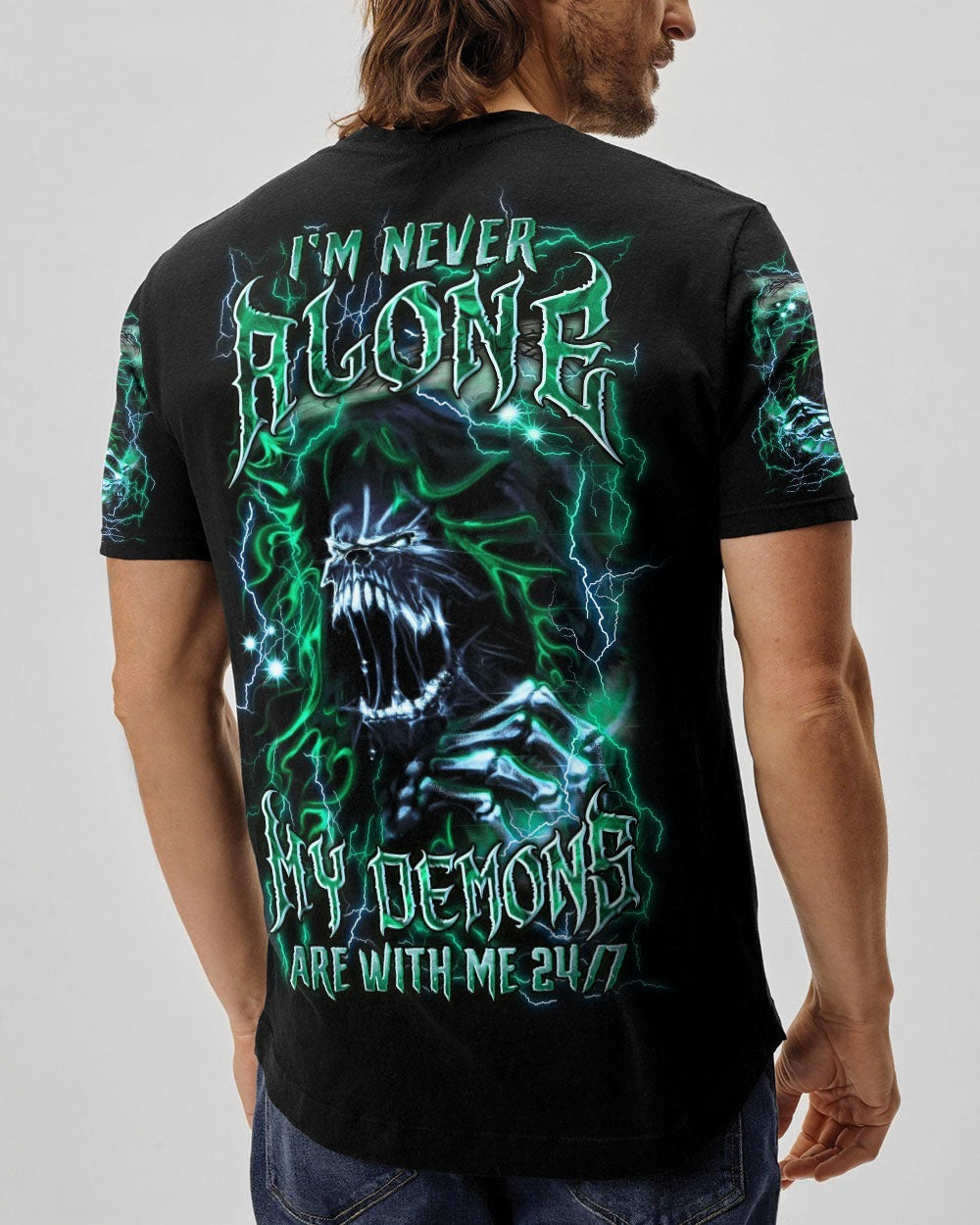 BLISSCORNERS I'M NEVER ALONE SKULL DEMON ALL OVER PRINT