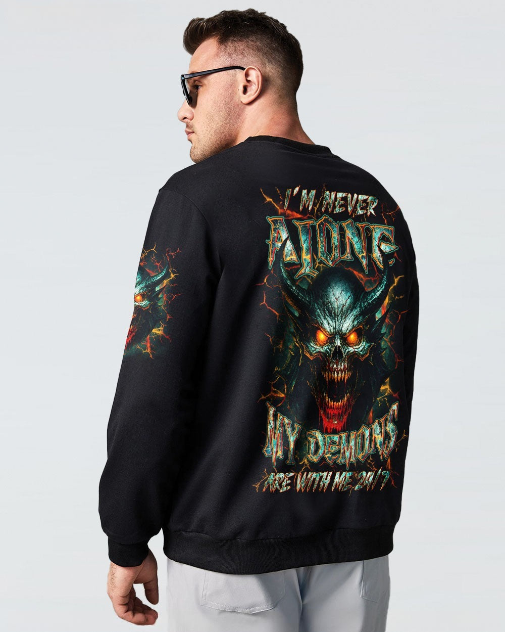 BLISSCORNERS I'M NEVER ALONE SKULL DEMON ALL OVER PRINT