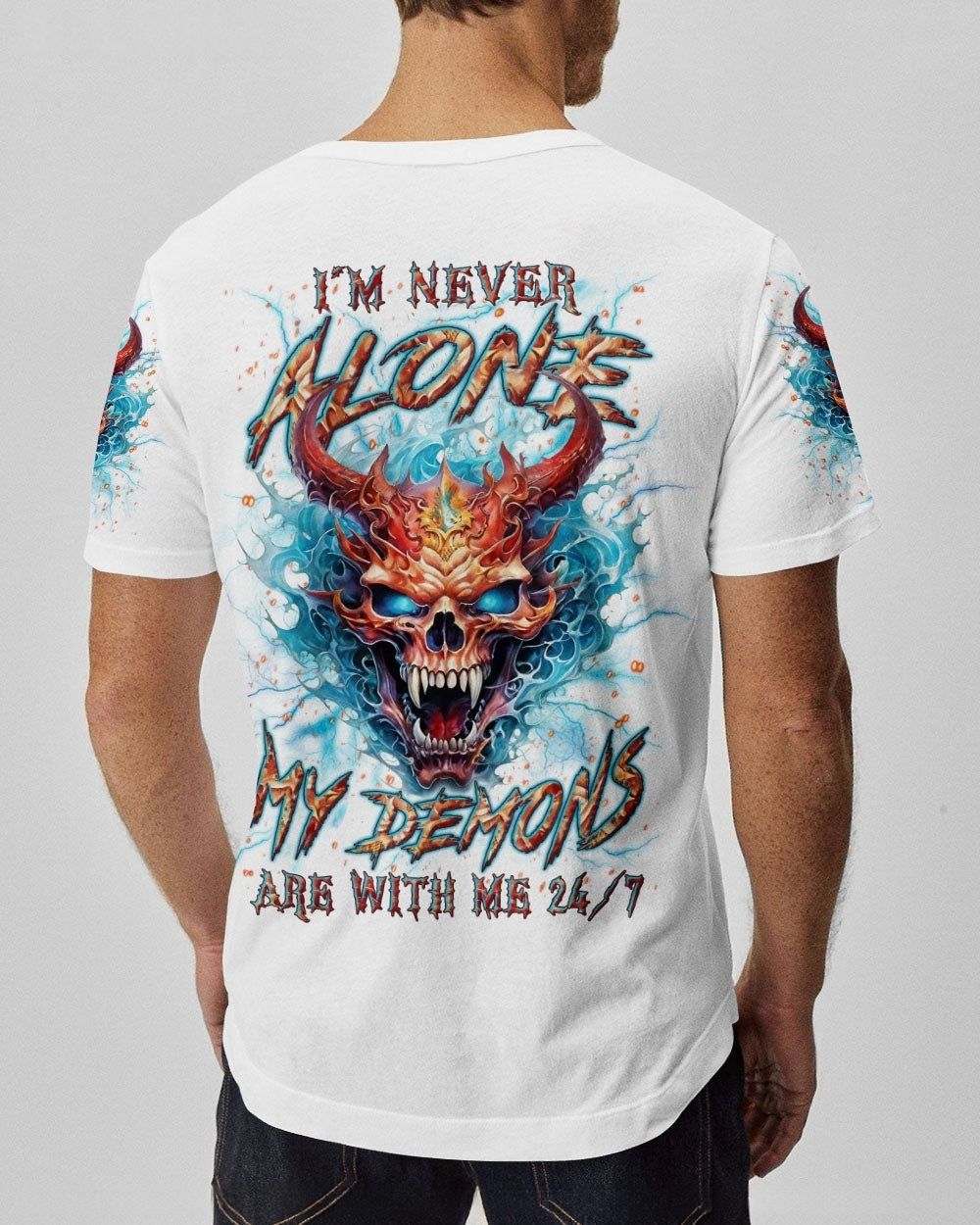 BLISSCORNERS I'M NEVER ALONE SKULL DEMON ALL OVER PRINT