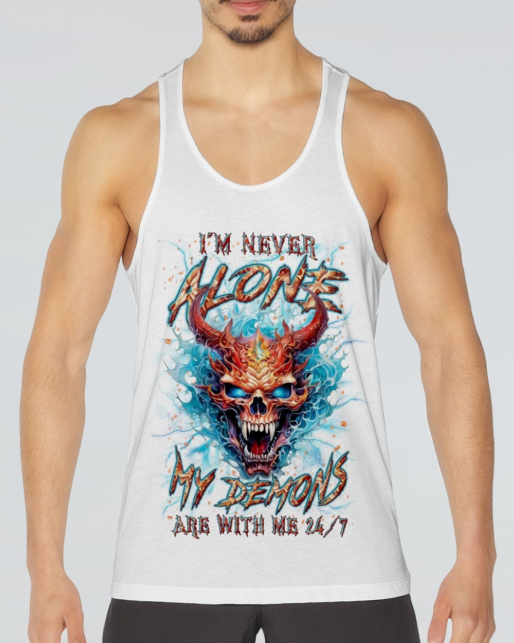 BLISSCORNERS I'M NEVER ALONE SKULL DEMON ALL OVER PRINT