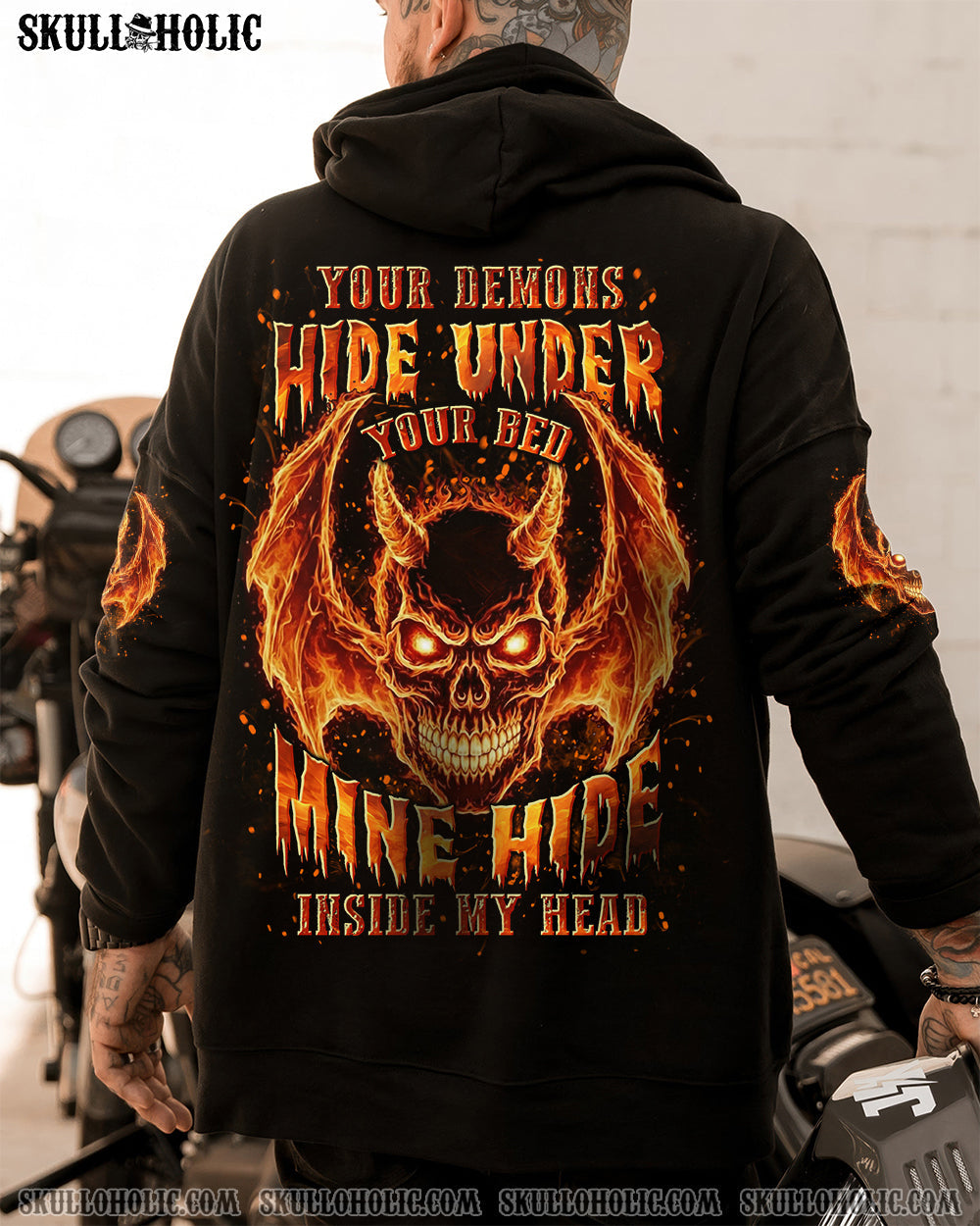 BLISSCORNERS YOUR DEMONS HIDE UNDER YOUR BED SKULL ALL OVER PRINT