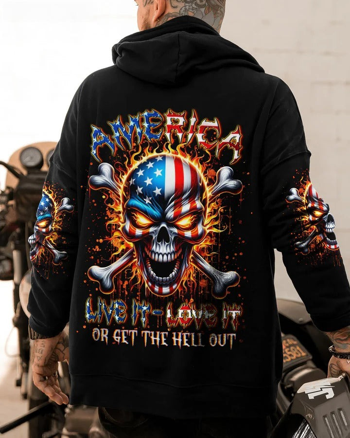 BLISSCORNERS AMERICA LIVE IT LOVE IT OR GET THE HELL OUT SKULL ALL OVER PRINT