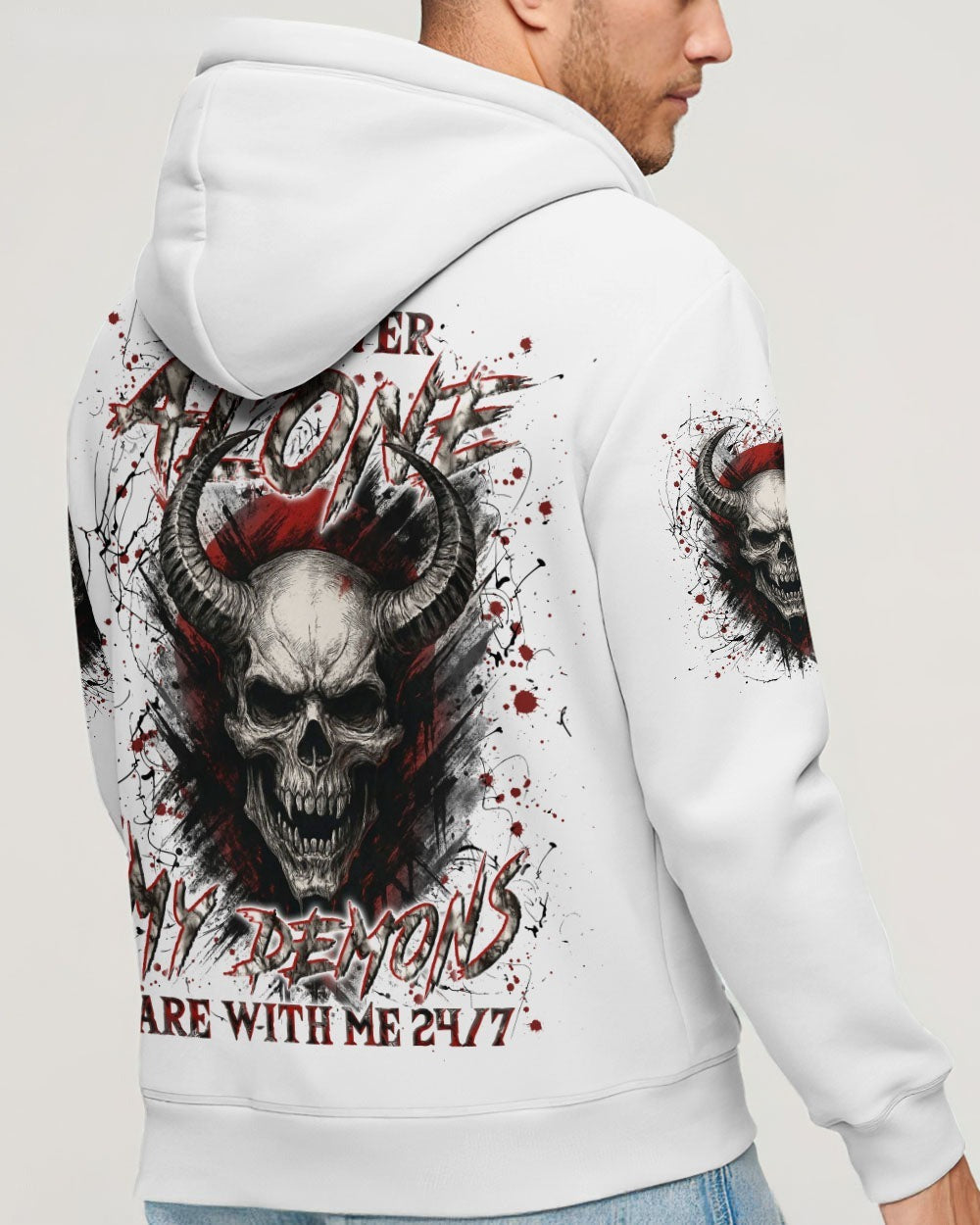 BLISSCORNERS I'M NEVER ALONE SKULL DEMON ALL OVER PRINT