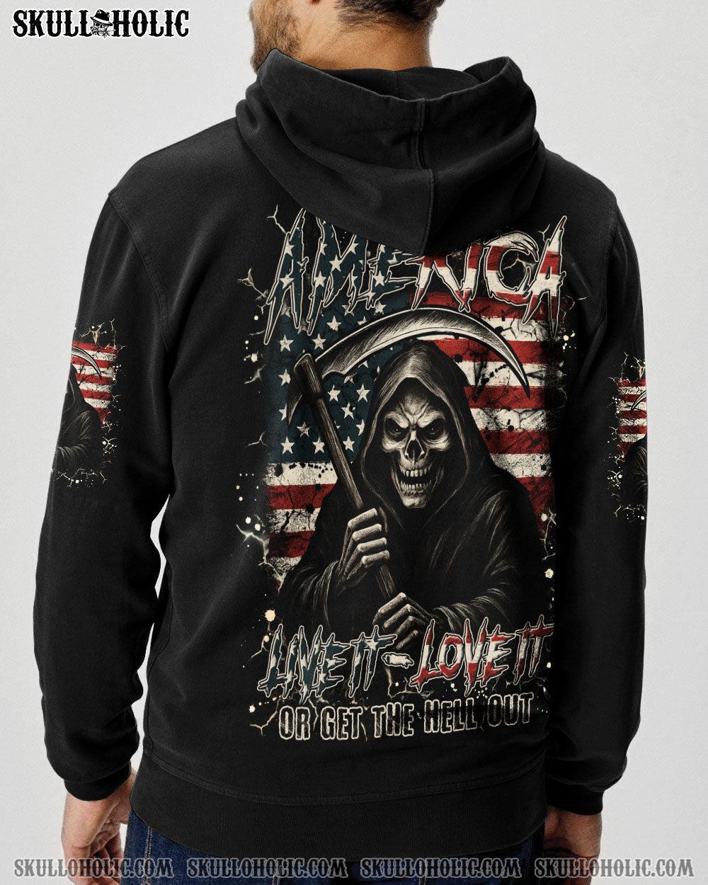 BLISSCORNERS AMERICA LIVE IT LOVE IT OR GET THE HELL OUT ALL OVER PRINT