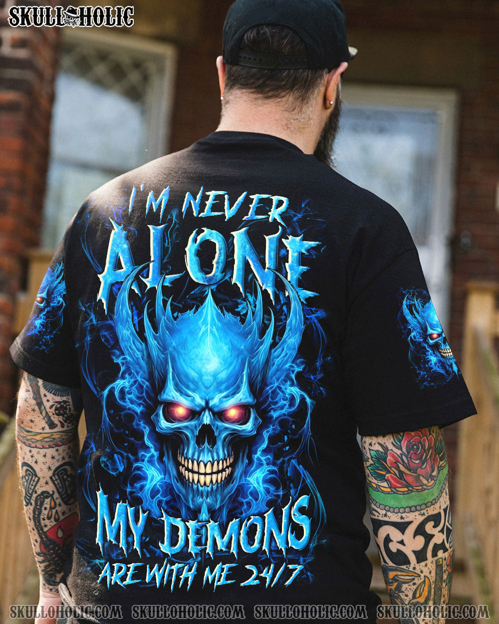 BLISSCORNERS I'M NEVER ALONE SKULL DEMON ALL OVER PRINT