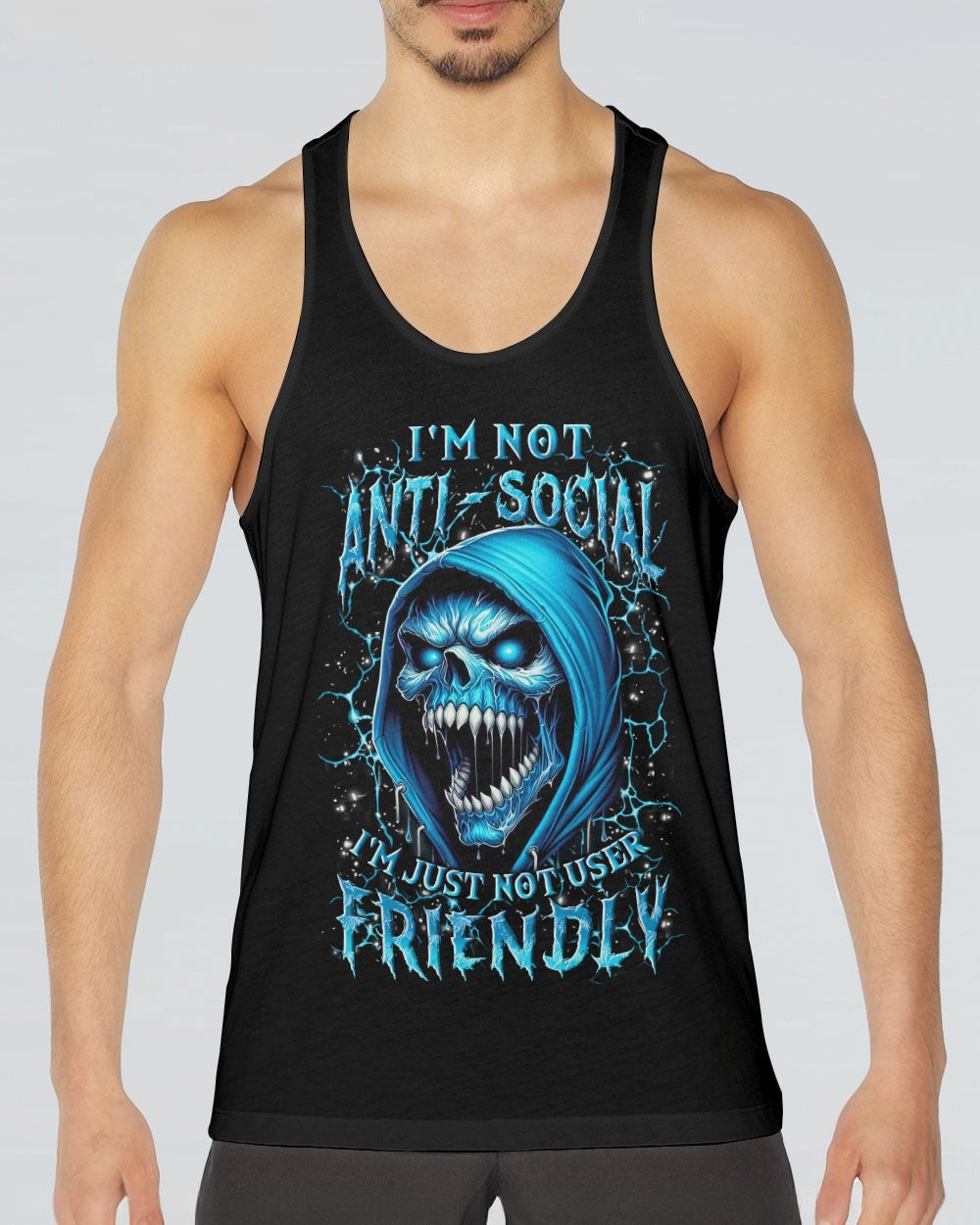 BLISSCORNERS I'M NOT ANTI-SOCIAL MAD REAPER SKULL ALL OVER PRINT