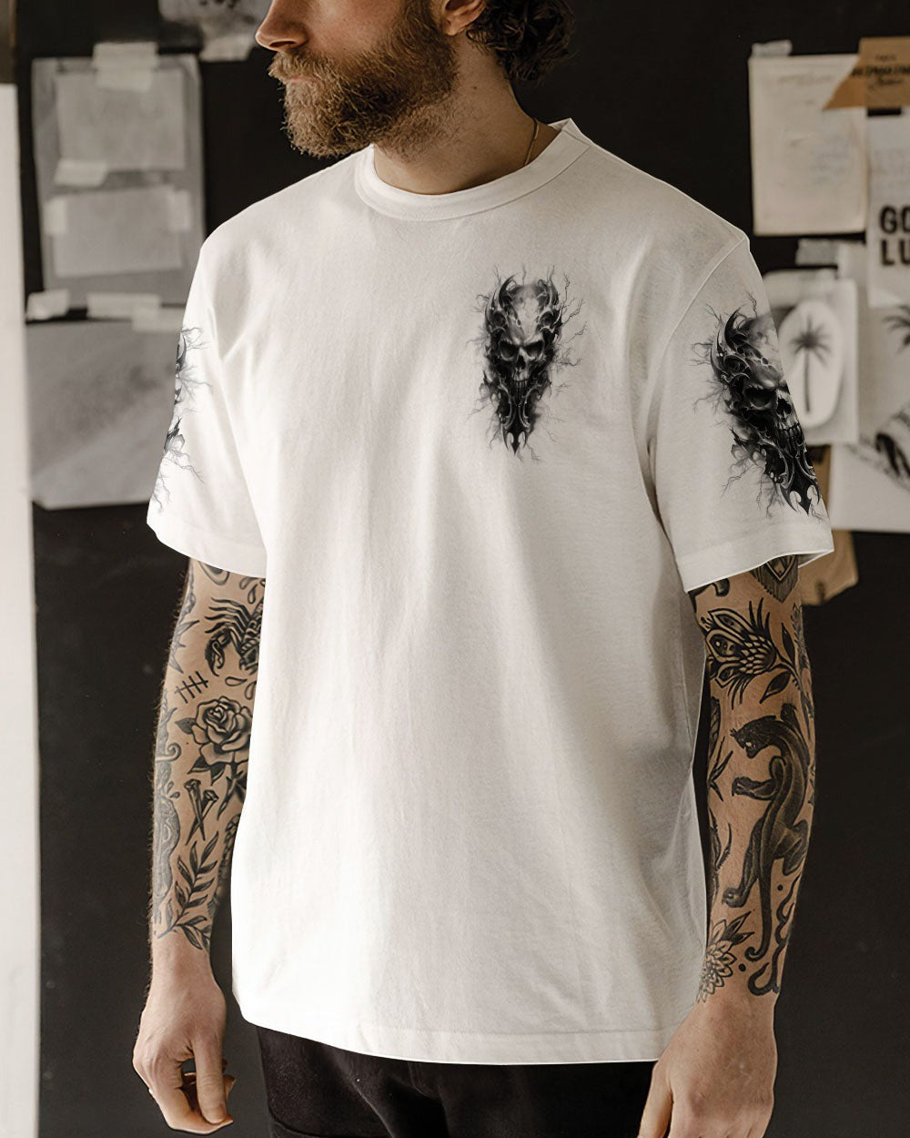 BLISSCORNERS I'M NEVER ALONE SKULL DEMON ALL OVER PRINT