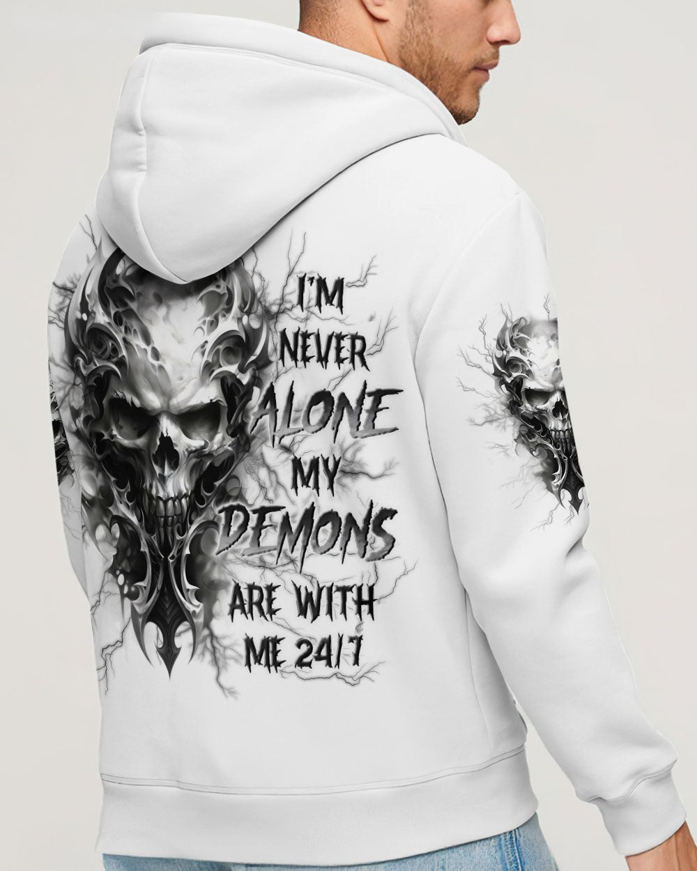 BLISSCORNERS I'M NEVER ALONE SKULL DEMON ALL OVER PRINT