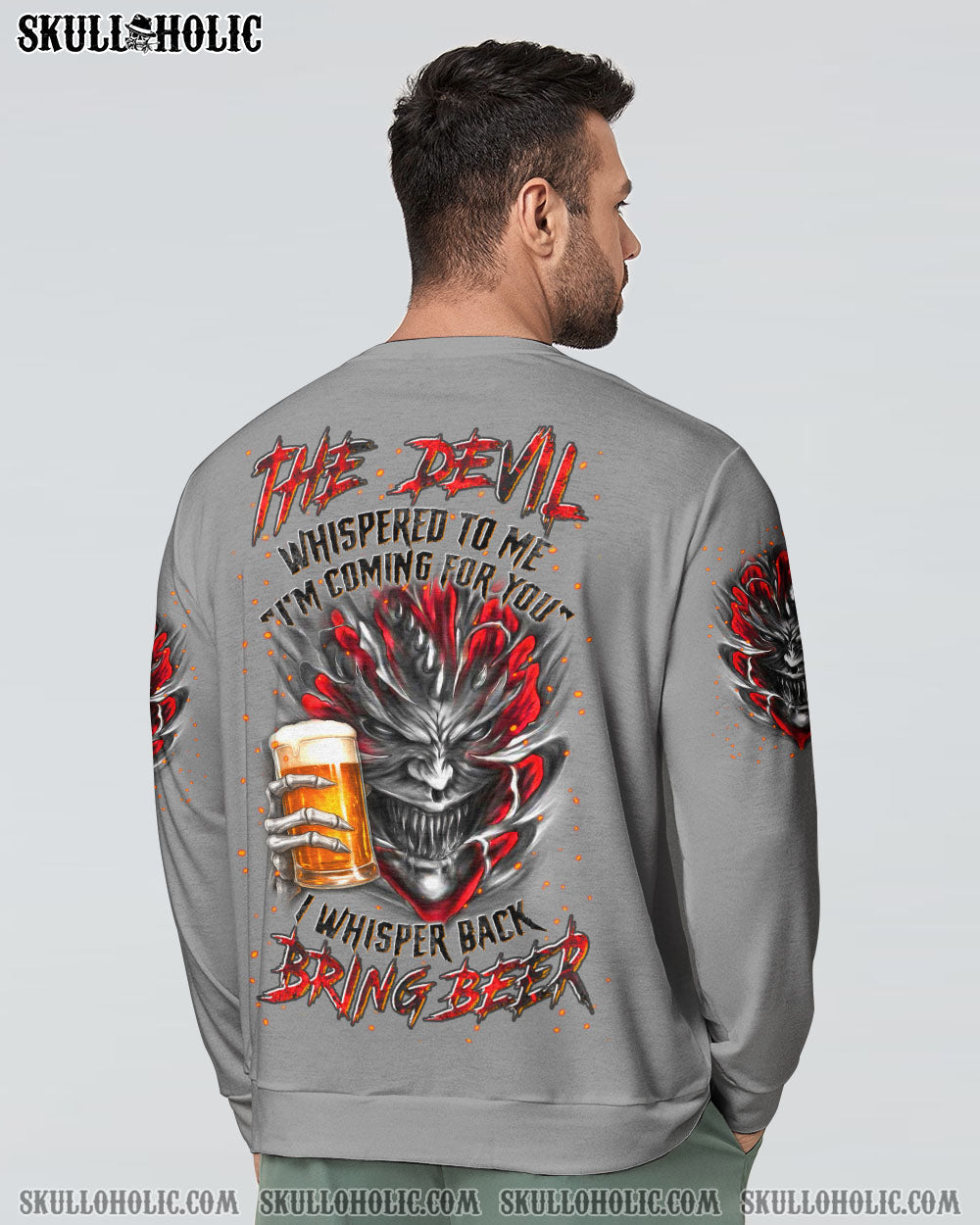 BLISSCORNERS THE DEVIL WHISPERED TO ME BRING BEER SKULL ALL OVER PRINT
