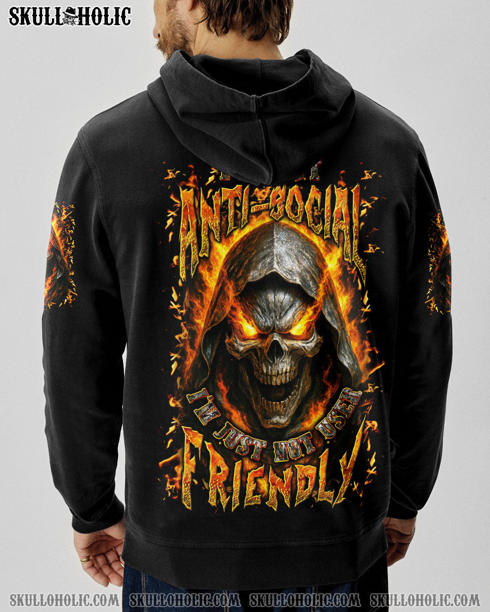 BLISSCORNERS I'M NOT ANTI-SOCIAL MAD REAPER SKULL ALL OVER PRINT