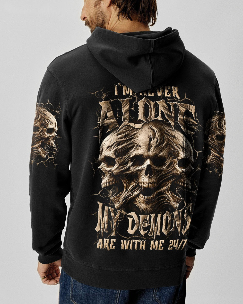 BLISSCORNERS I'M NEVER ALONE SKULL DEMON ALL OVER PRINT