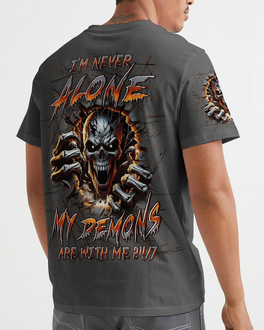 BLISSCORNERS I'M NEVER ALONE SKULL DEMON ALL OVER PRINT