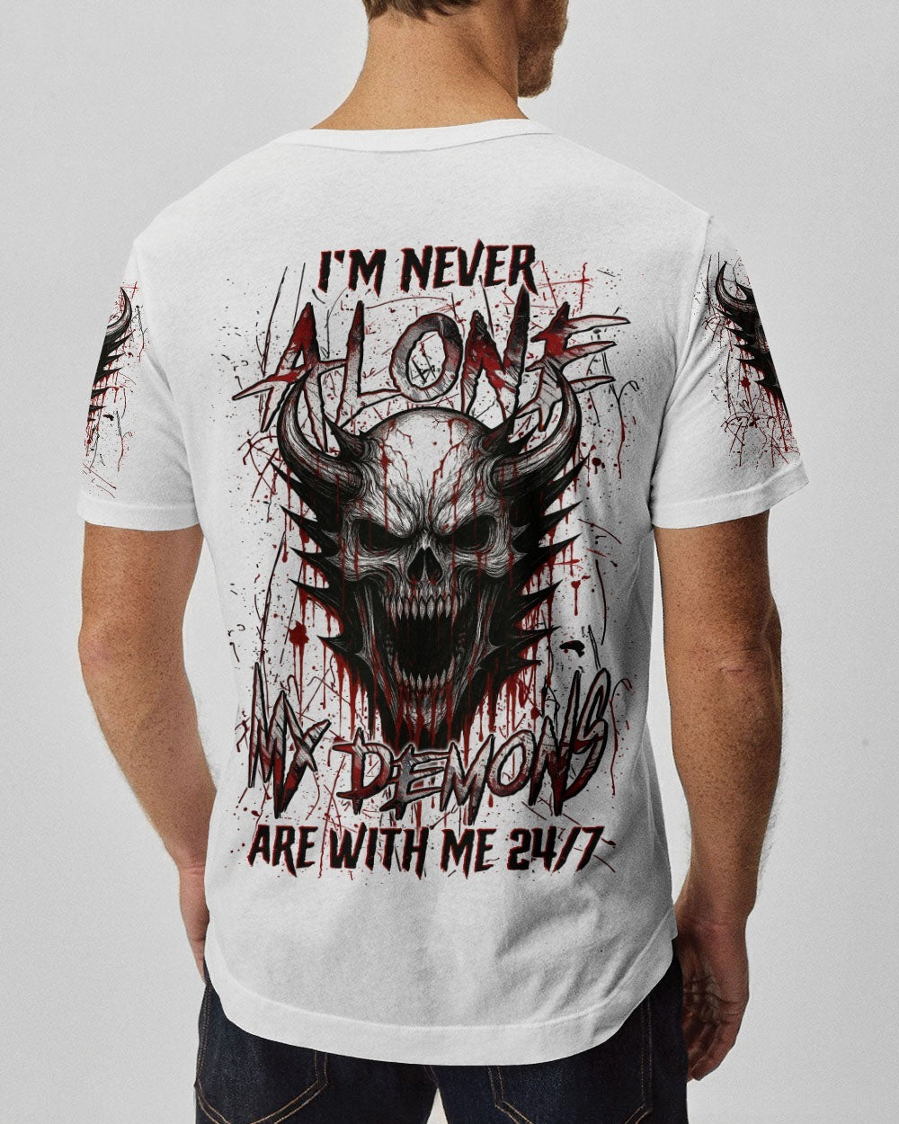 BLISSCORNERS I'M NEVER ALONE SKULL DEMON ALL OVER PRINT