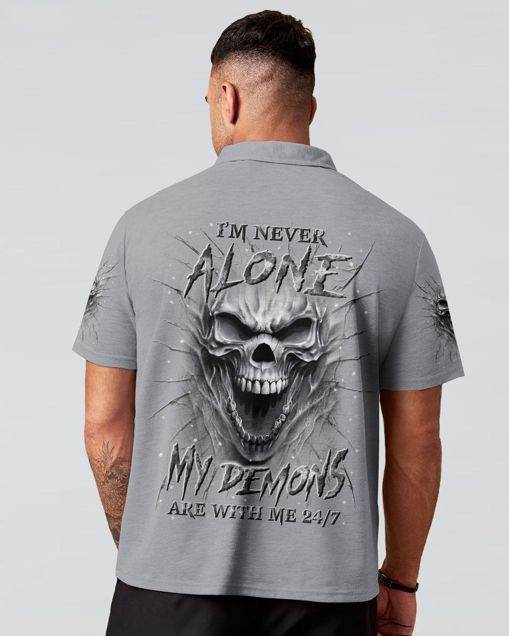 BLISSCORNERS I'M NEVER ALONE SKULL DEMON ALL OVER PRINT