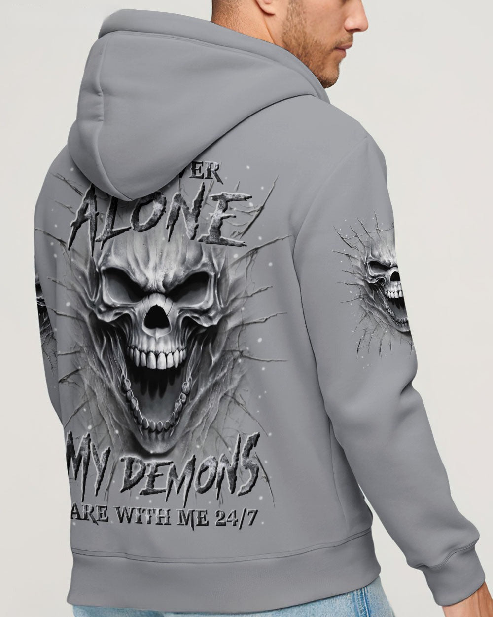 BLISSCORNERS I'M NEVER ALONE SKULL DEMON ALL OVER PRINT