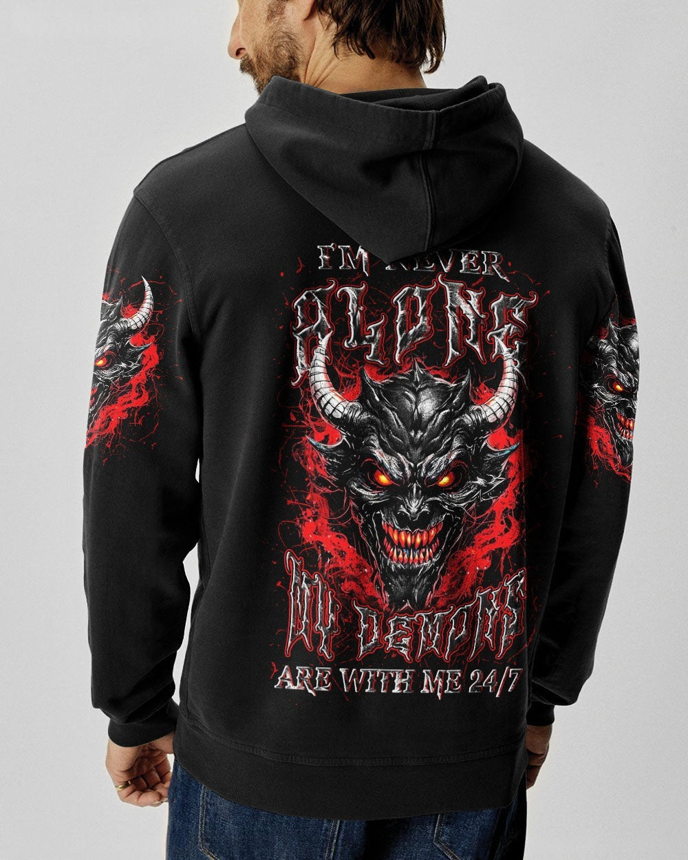 BLISSCORNERS I'M NEVER ALONE SKULL DEMON ALL OVER PRINT