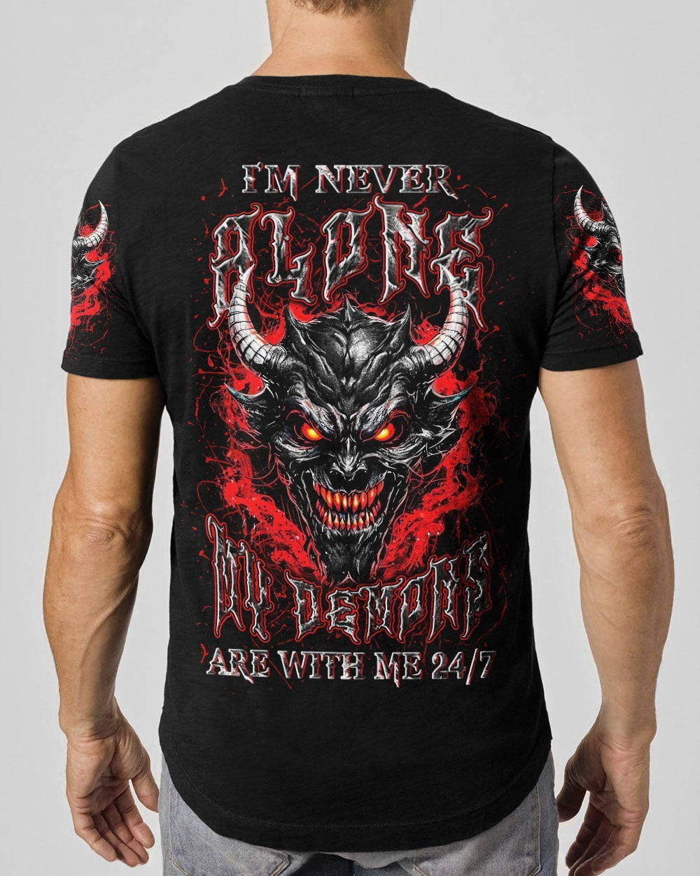 BLISSCORNERS I'M NEVER ALONE SKULL DEMON ALL OVER PRINT