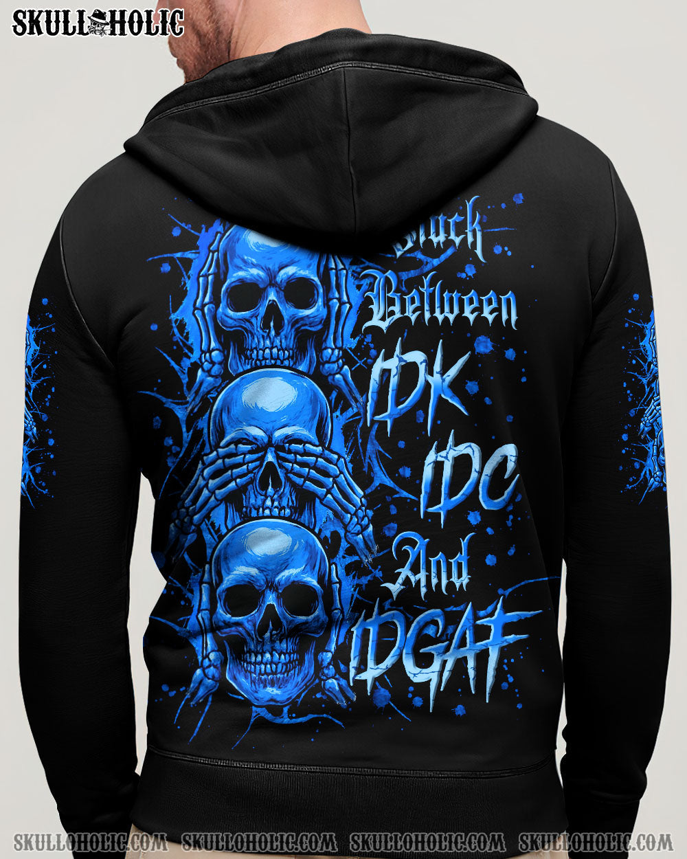BLISSCORNERS STUCK BETWEEN IDK IDC AND IDGAF SKULL ALL OVER PRINT