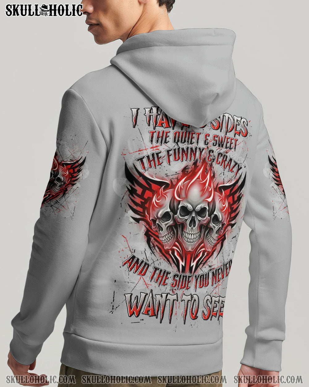 BLISSCORNERS I HAVE 3 SIDES 3 FIRE SKULLS ALL OVER PRINT