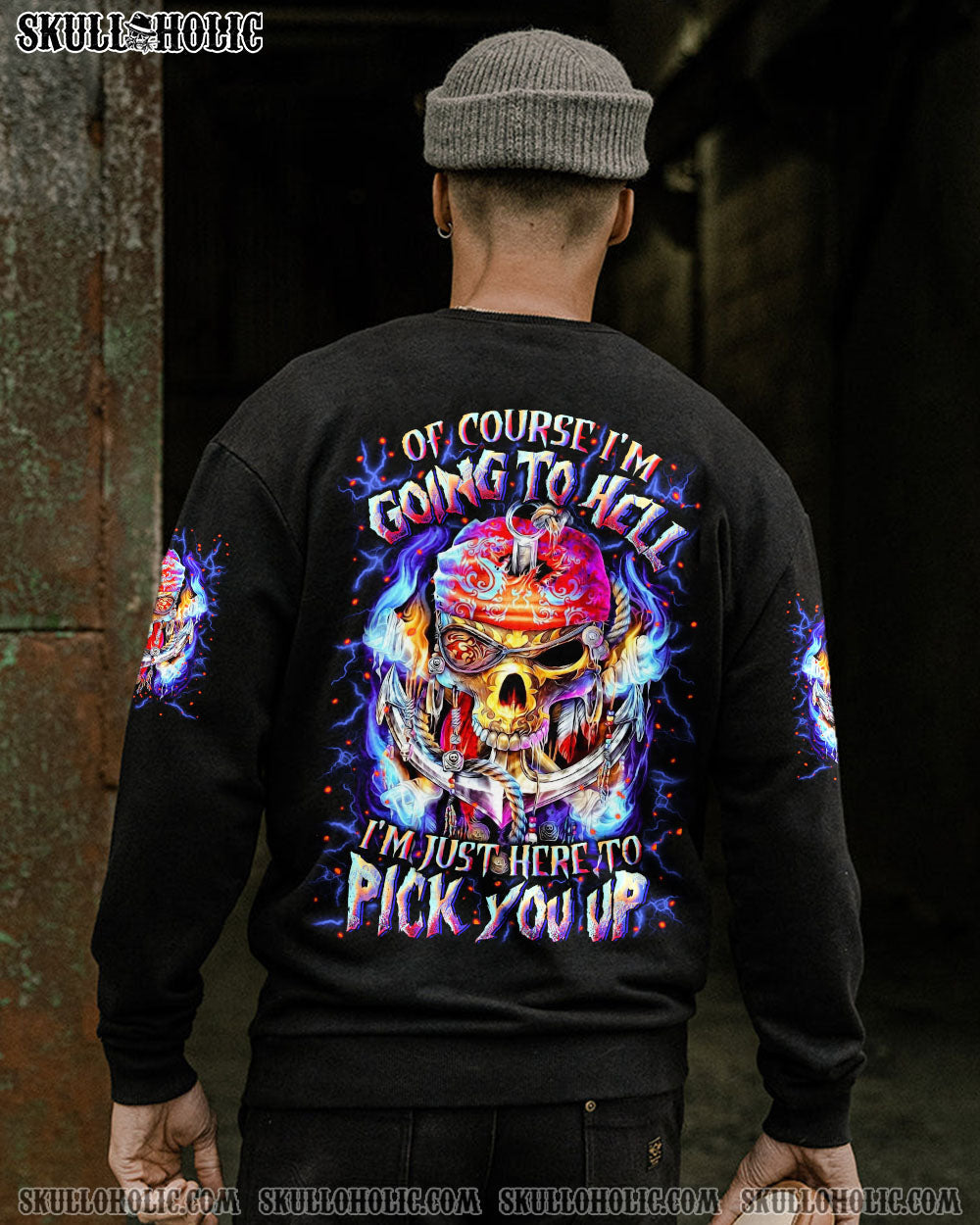 BLISSCORNERS OF COURSE I'M GOING TO HELL PIRATE SKULL ALL OVER PRINT