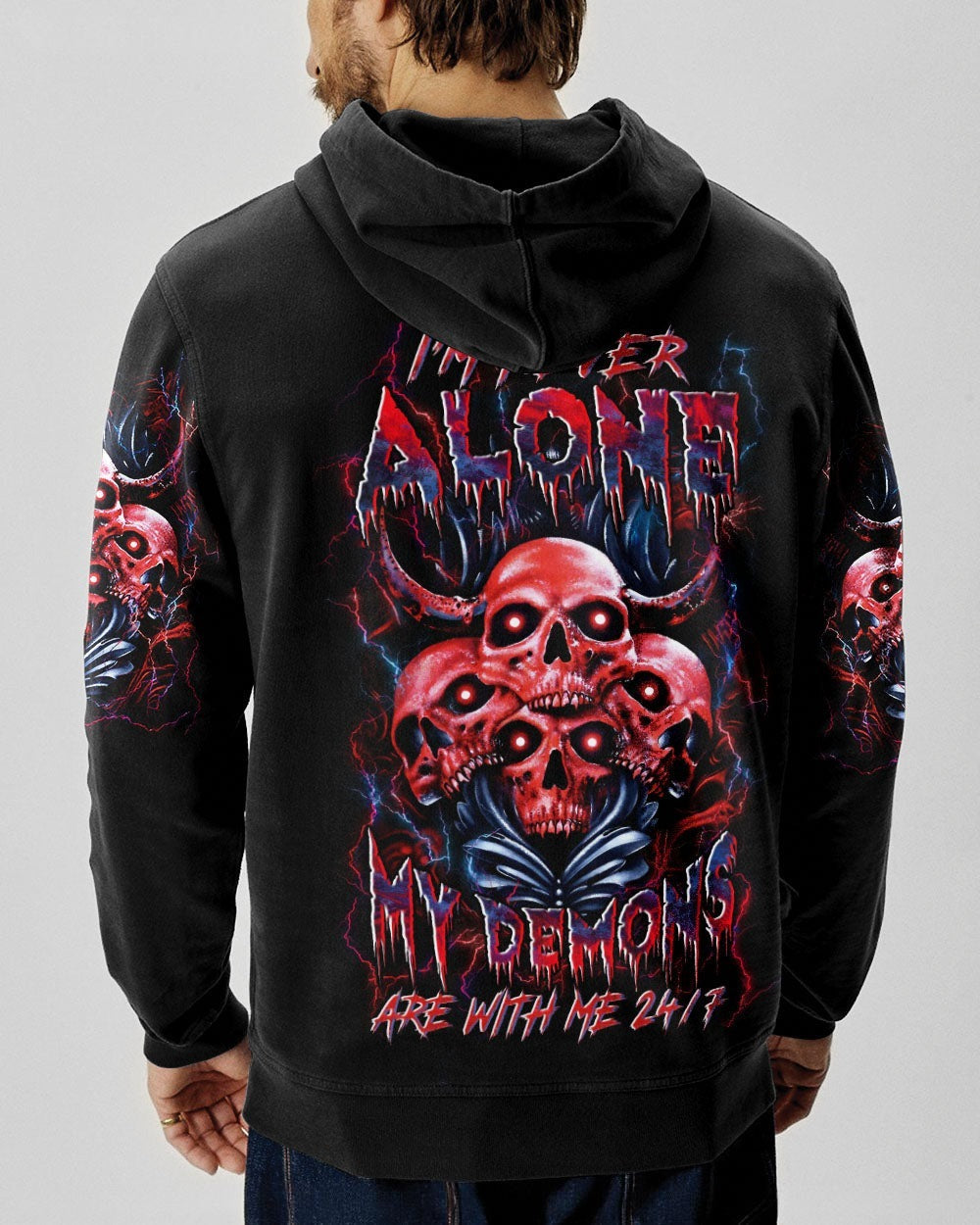 BLISSCORNERS I'M NEVER ALONE SKULL DEMON ALL OVER PRINT