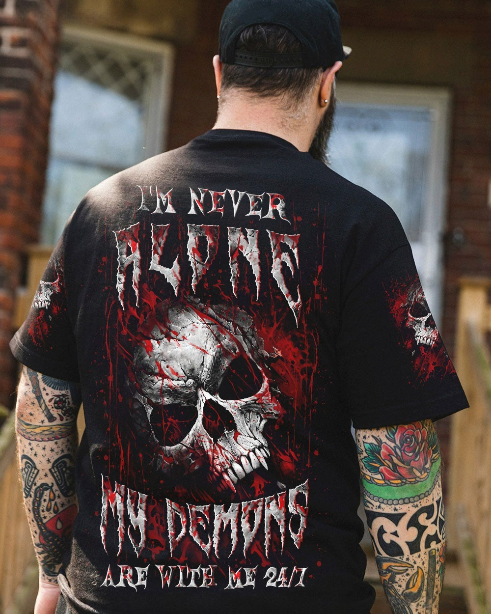 BLISSCORNERS I'M NEVER ALONE SKULL DEMON ALL OVER PRINT