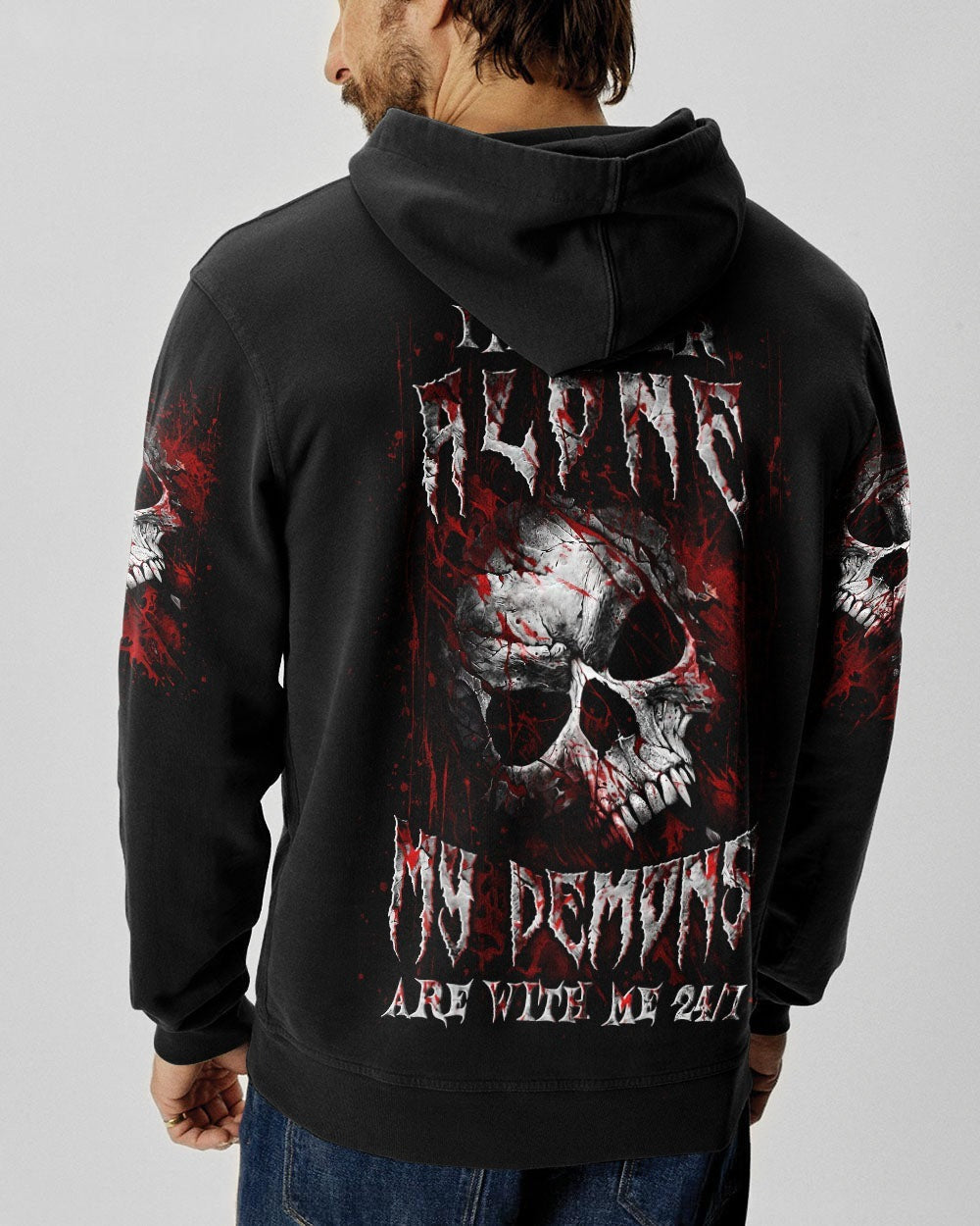 BLISSCORNERS I'M NEVER ALONE SKULL DEMON ALL OVER PRINT
