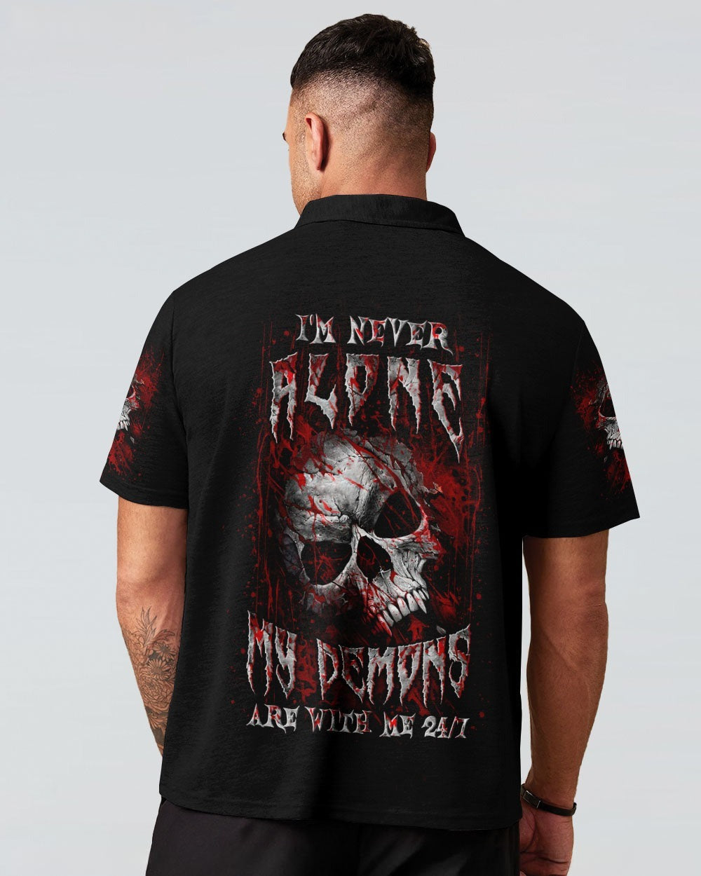 BLISSCORNERS I'M NEVER ALONE SKULL DEMON ALL OVER PRINT