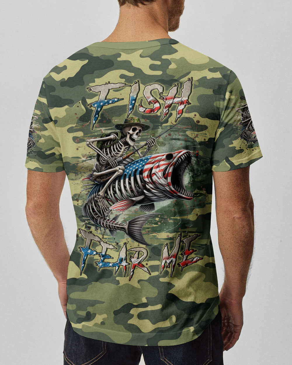 BLISSCORNERS FISH FEAR ME SKULL FISHING CAMO ALL OVER PRINT