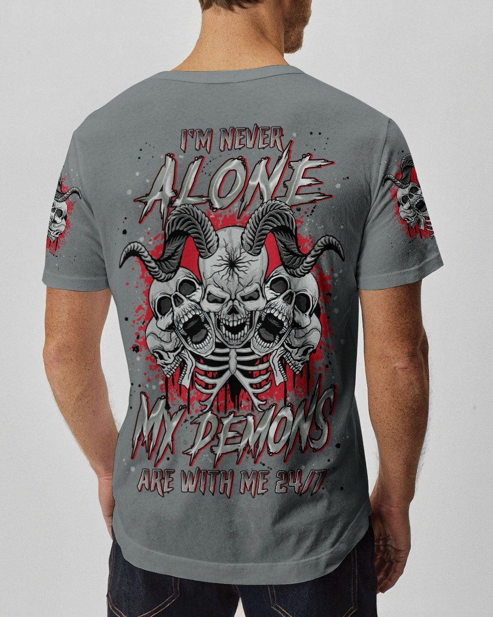 BLISSCORNERS I'M NEVER ALONE SKULL DEMON ALL OVER PRINT