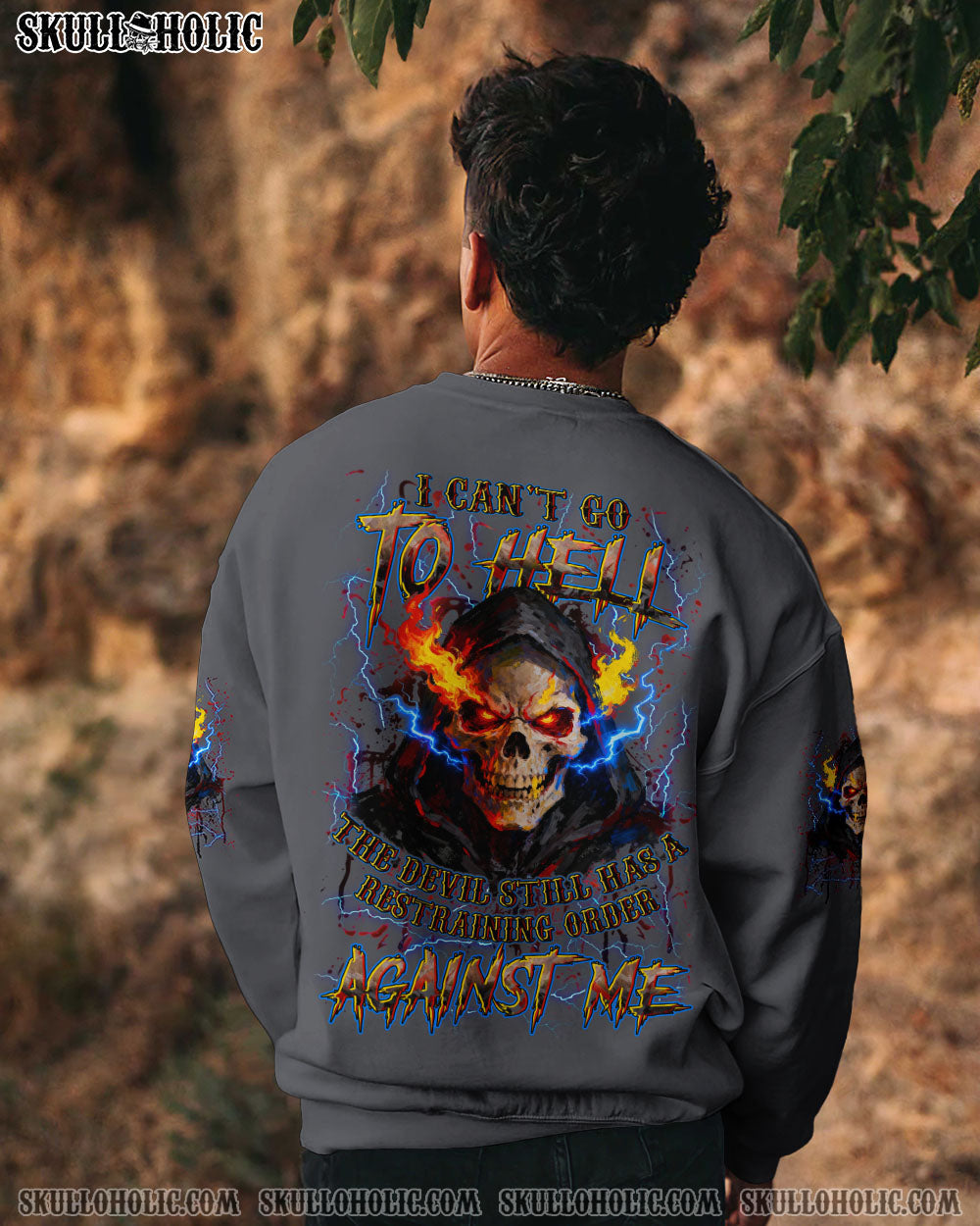 BLISSCORNERS I CAN'T GO TO HELL THUNDER SKULL ALL OVER PRINT
