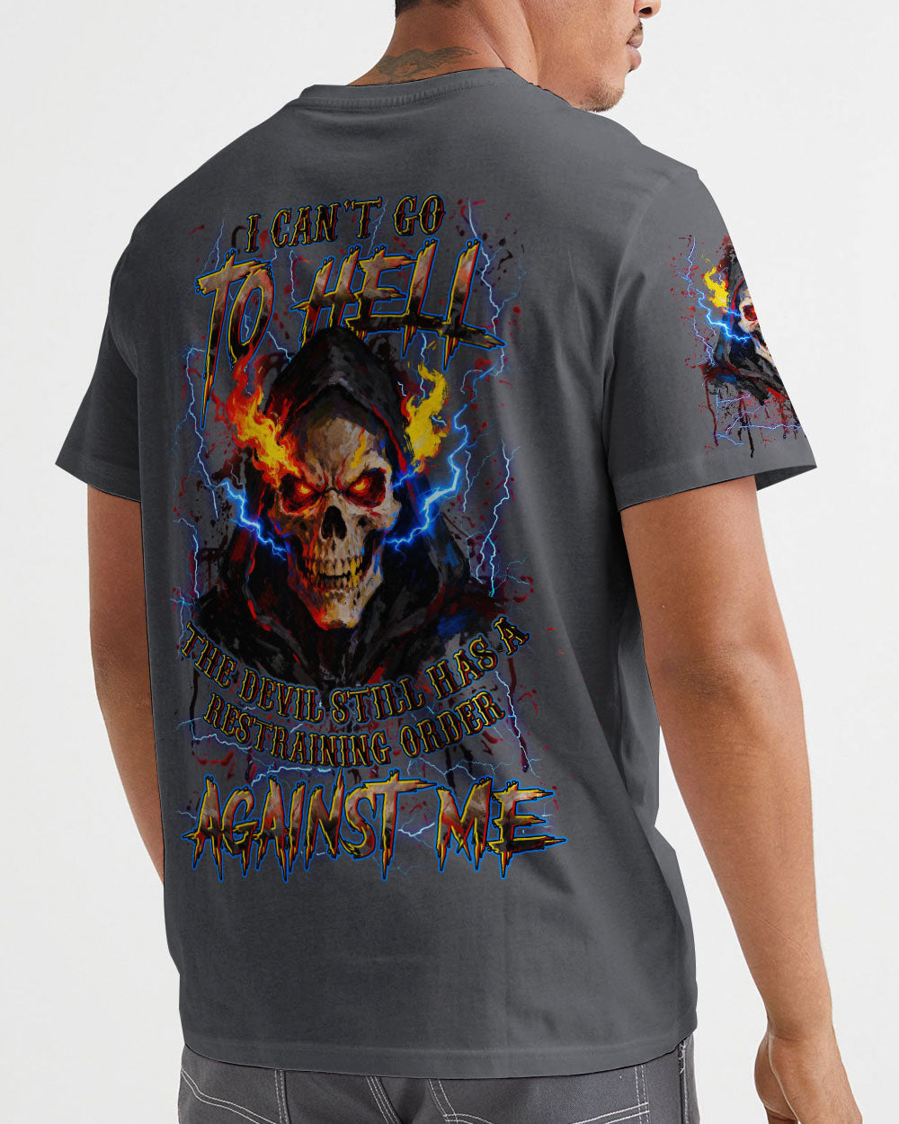 BLISSCORNERS I CAN'T GO TO HELL THUNDER SKULL ALL OVER PRINT