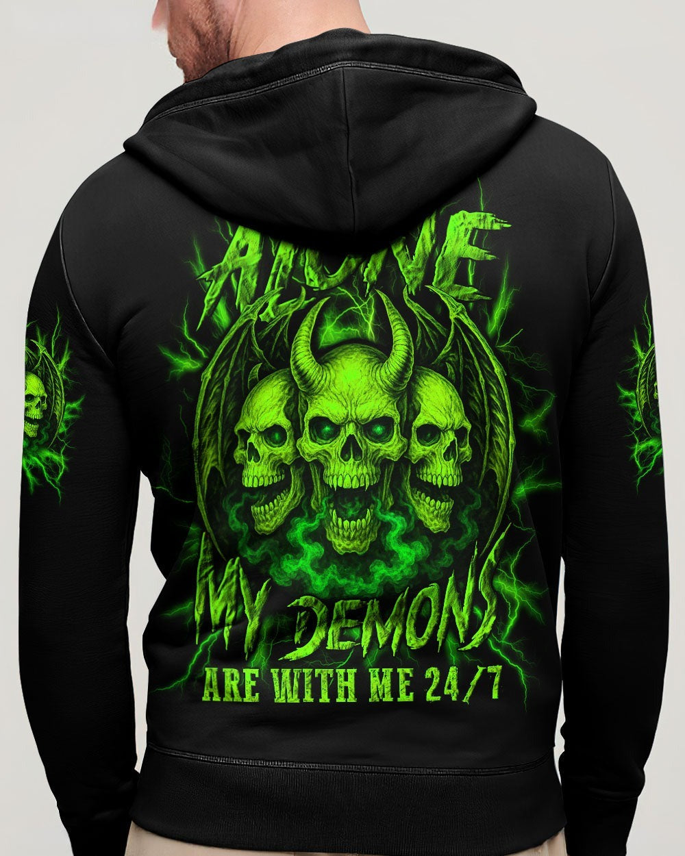 BLISSCORNERS I'M NEVER ALONE SKULL DEMON ALL OVER PRINT